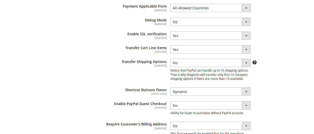 To configure PayPal express checkout payment method payment method