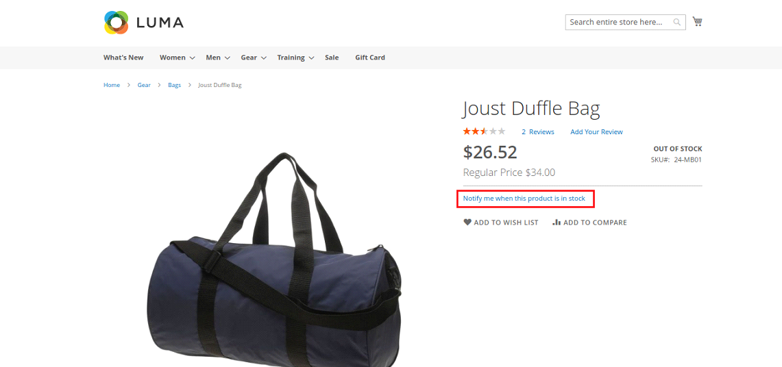 Display Notify me when this product is in stock in frontend notify me when back in stock