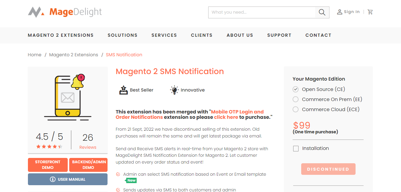 SMS Notification Extensions