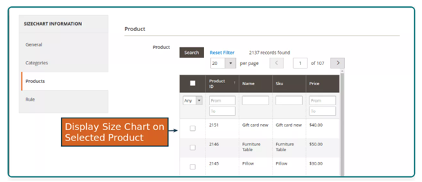 Option to Add Size Chart To Category Or Products Along With Front End Rules