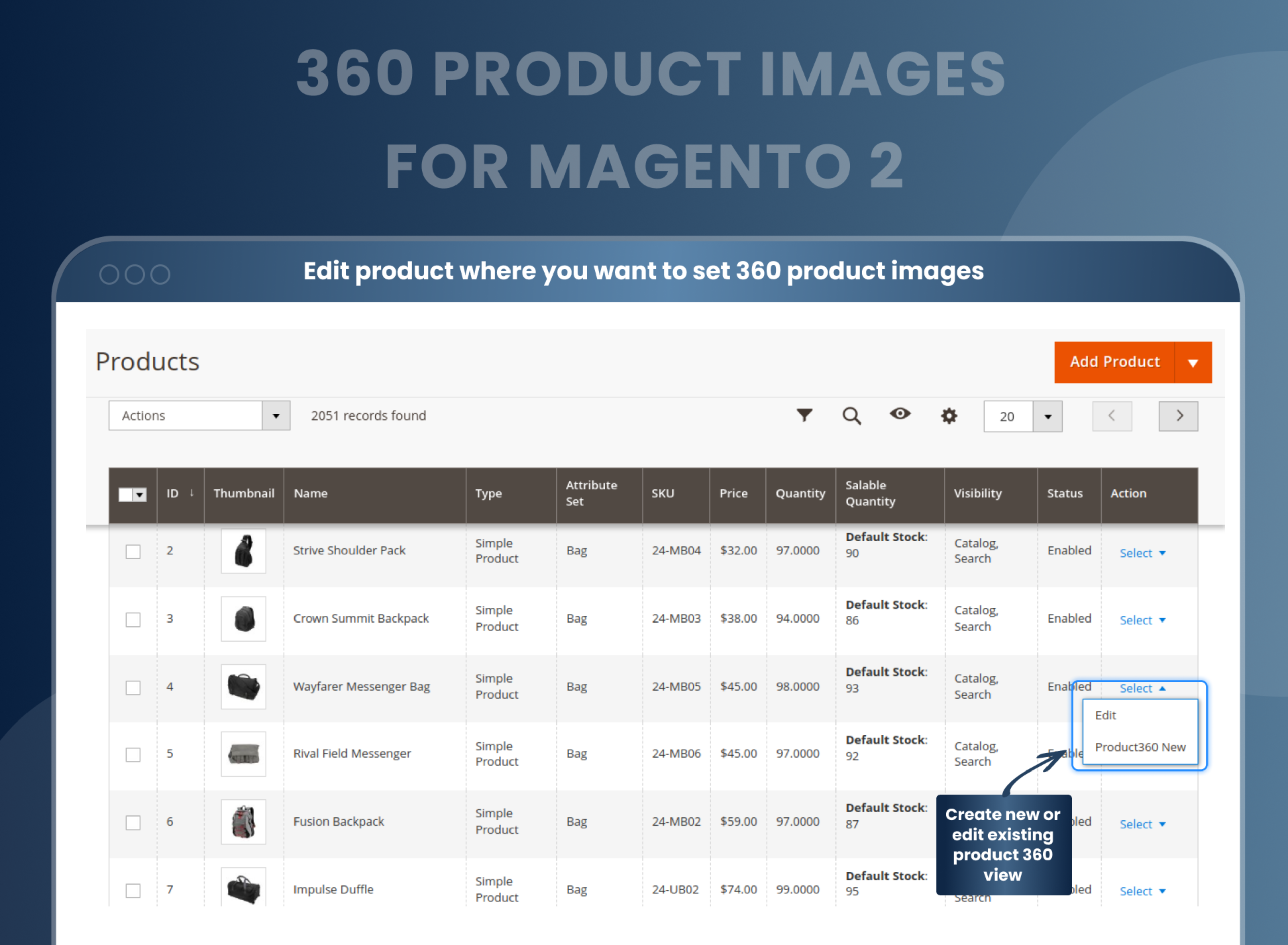 Edit product where you want to set 360 product images
