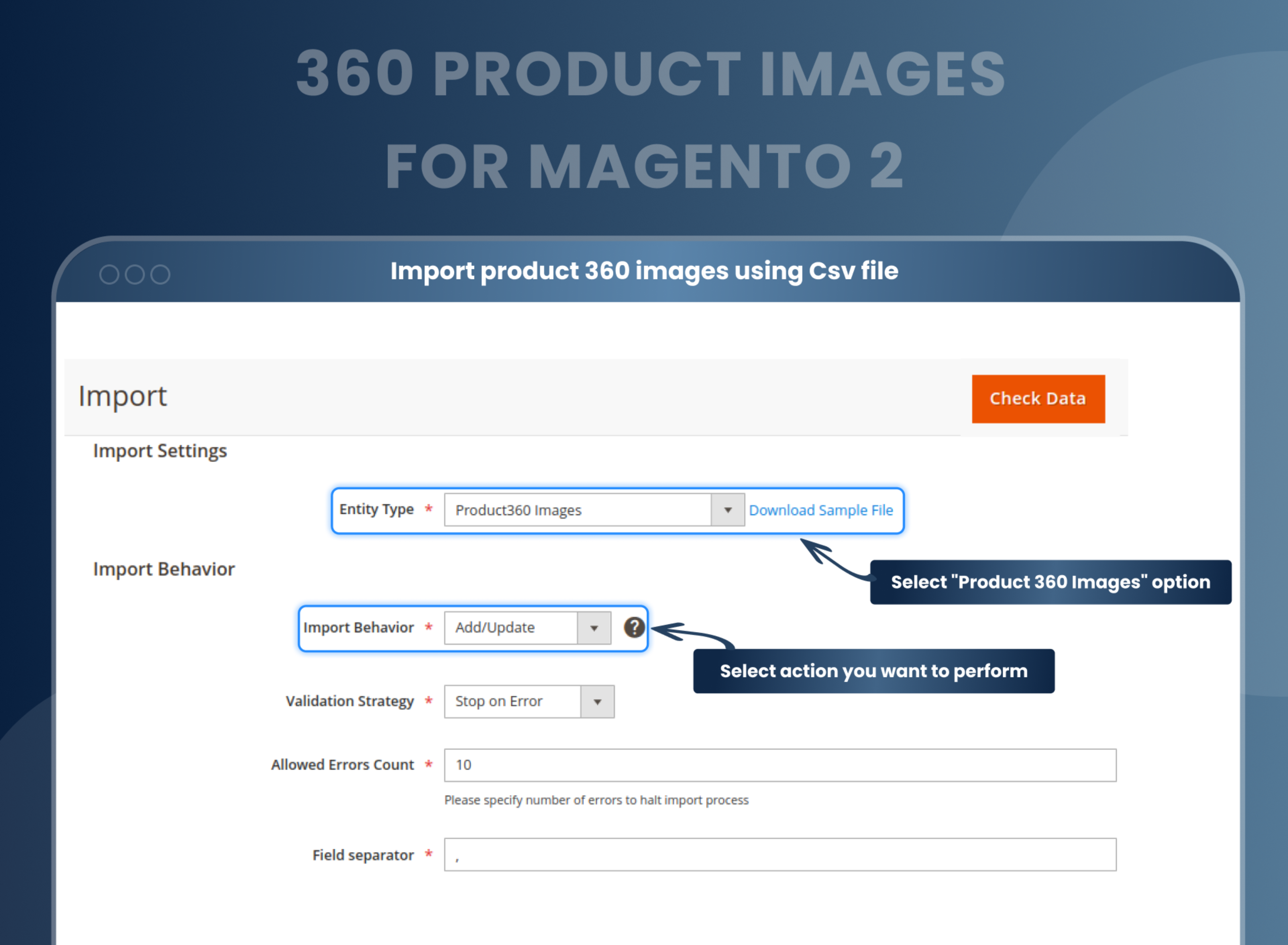 Import product 360 images using Csv file