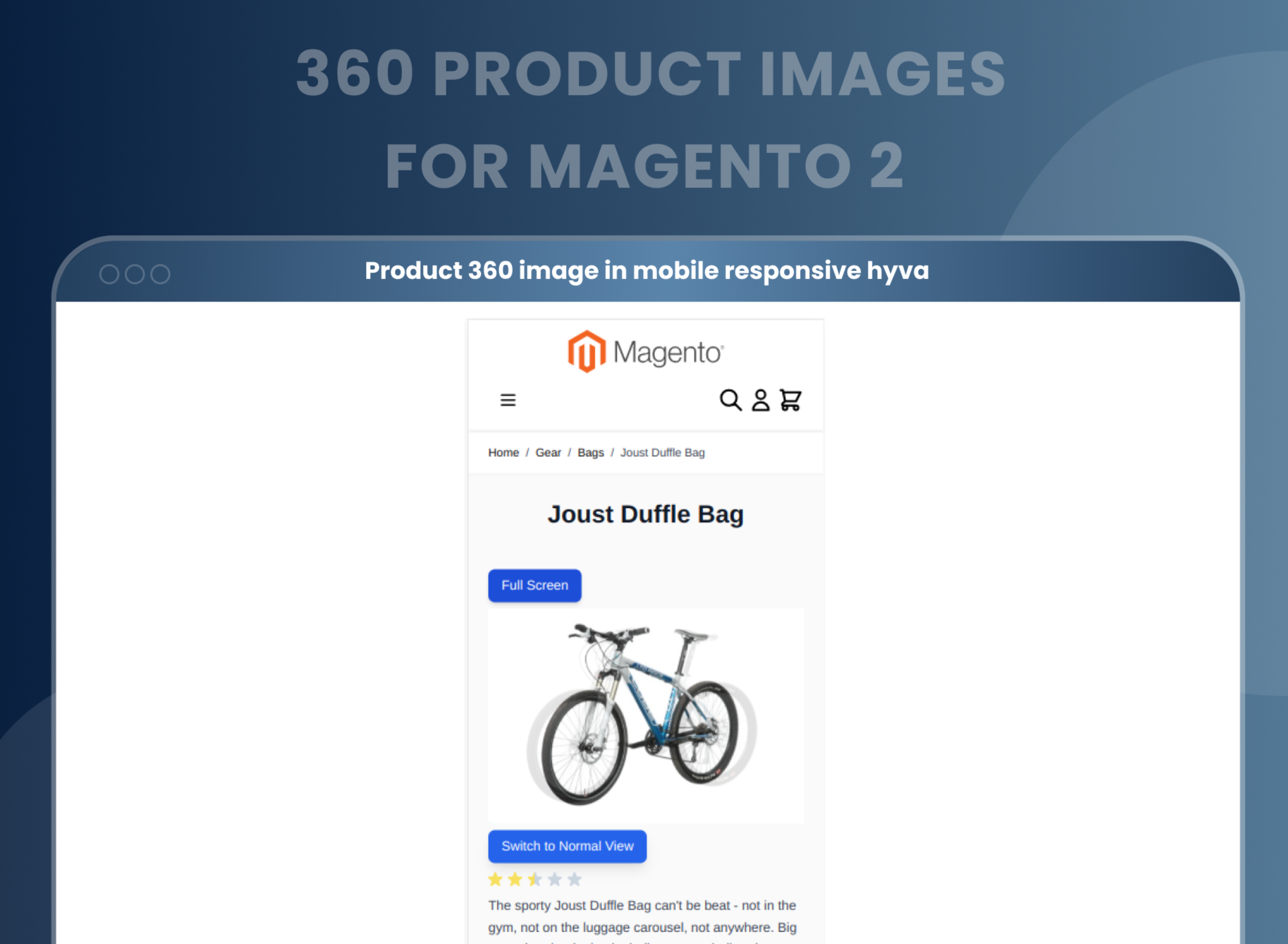 Product 360 image in mobile responsive hyva