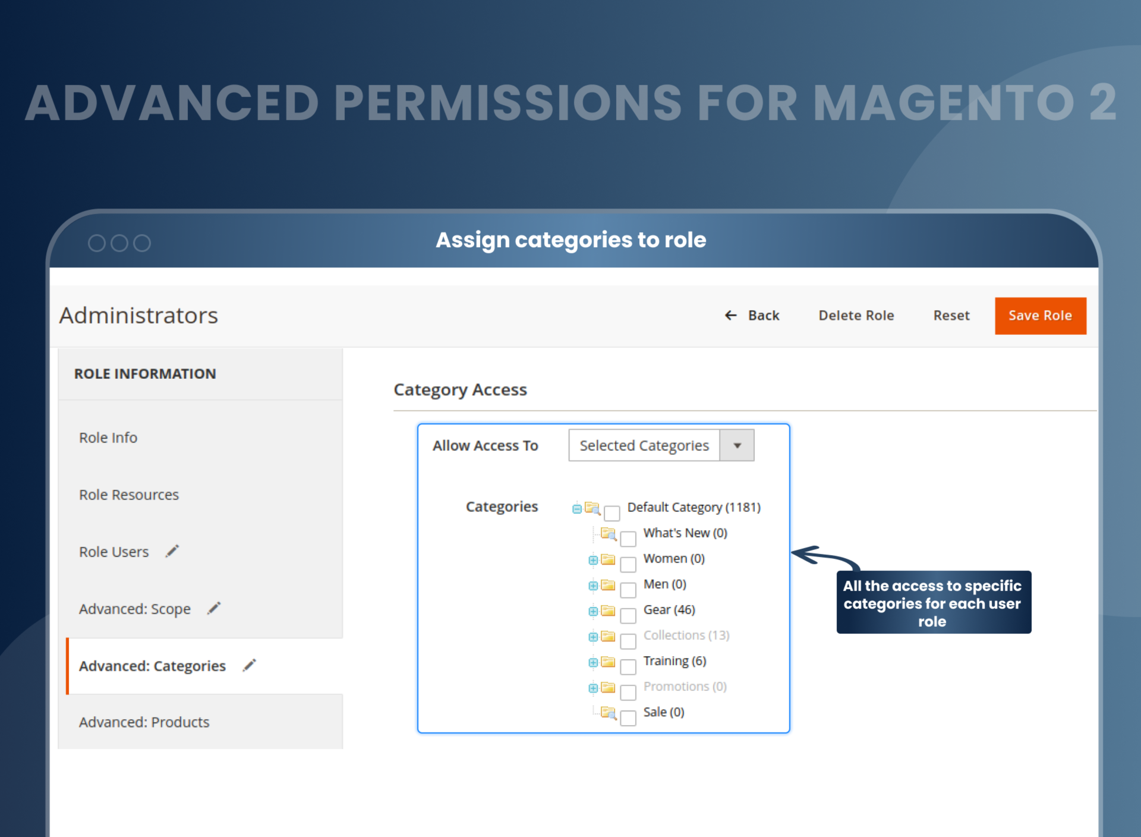 Assign categories to role