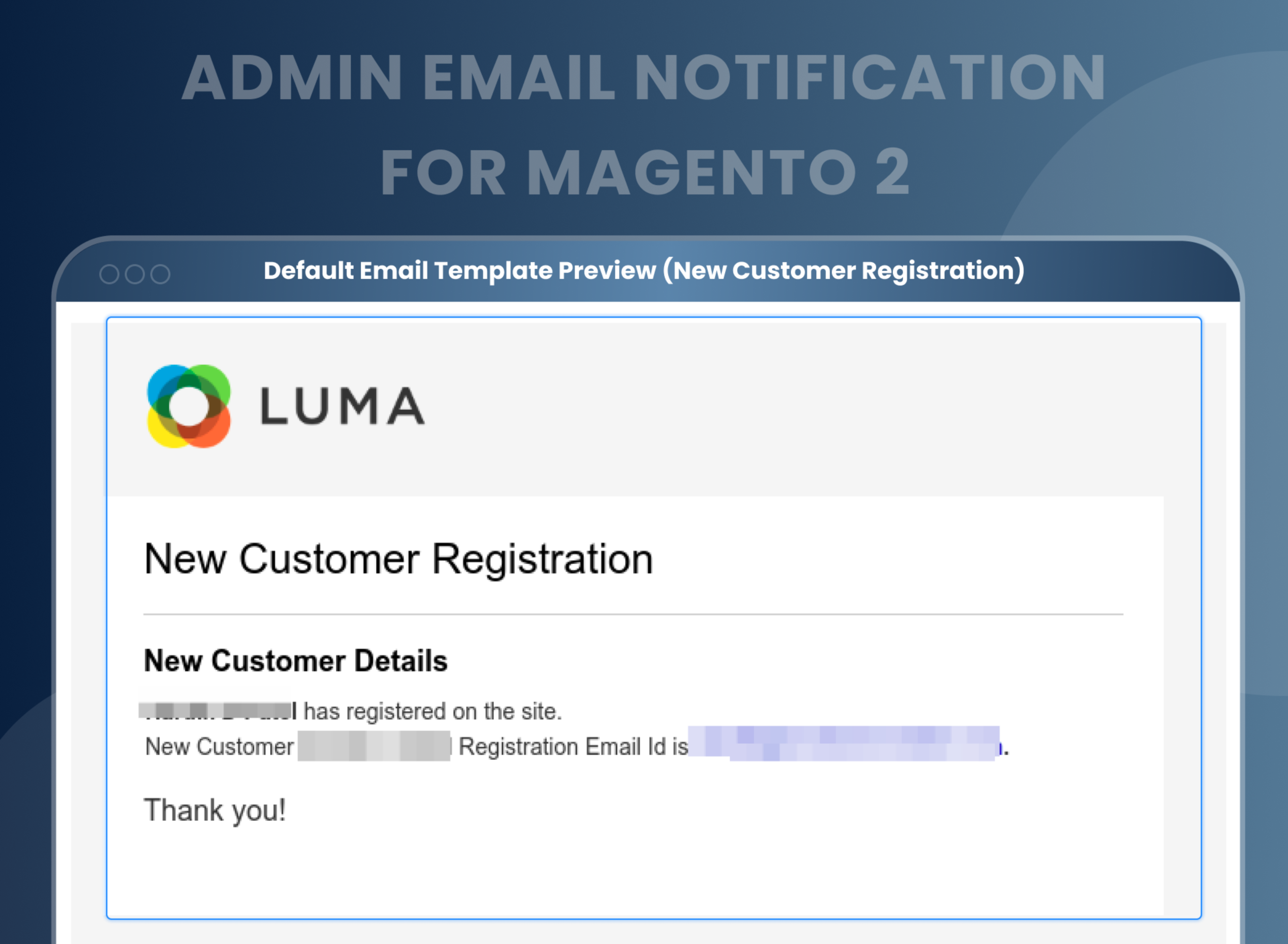 Default Email Template Preview (New Customer Registration)