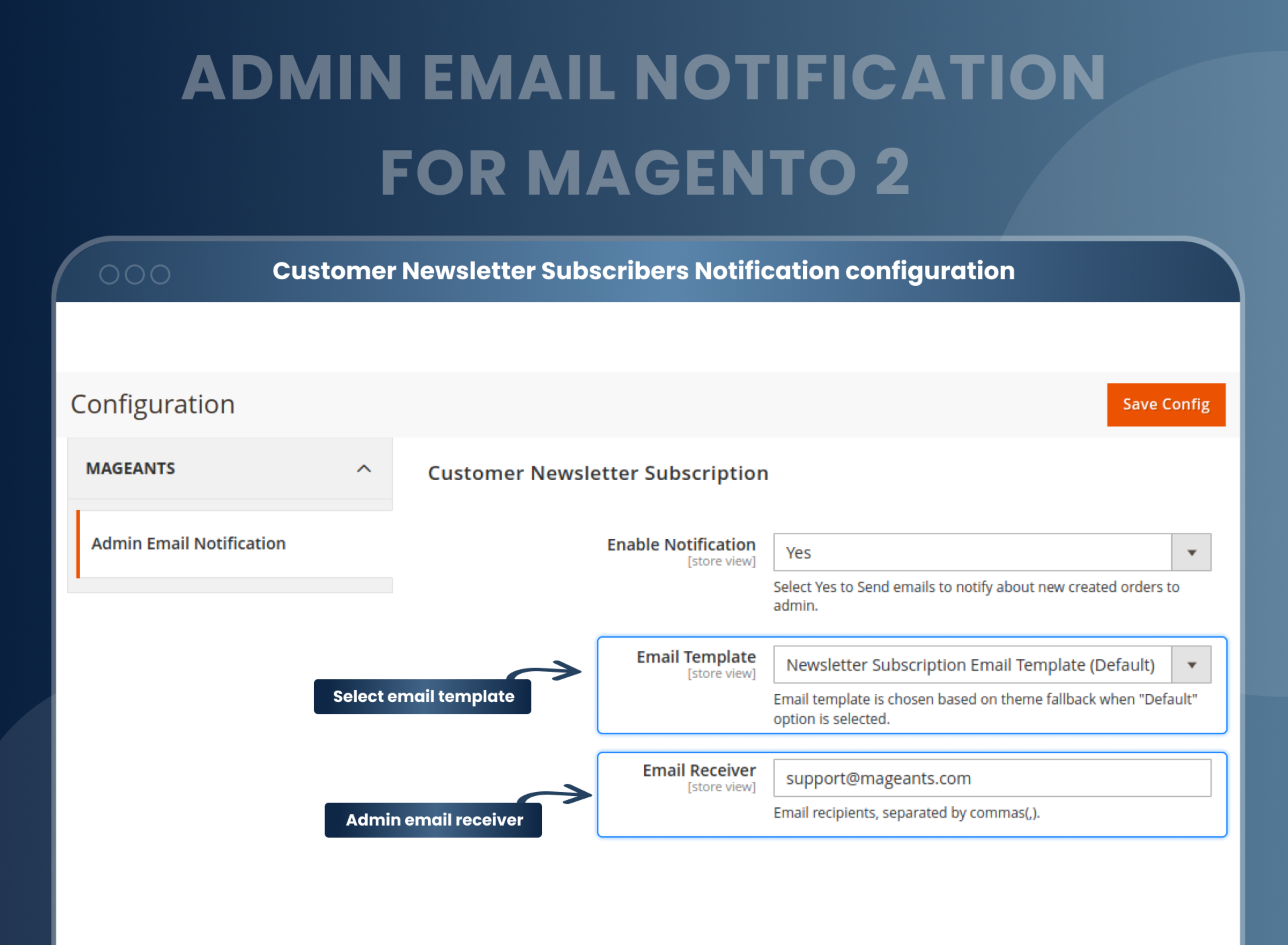 Customer Newsletter Subscribers Notification configuration