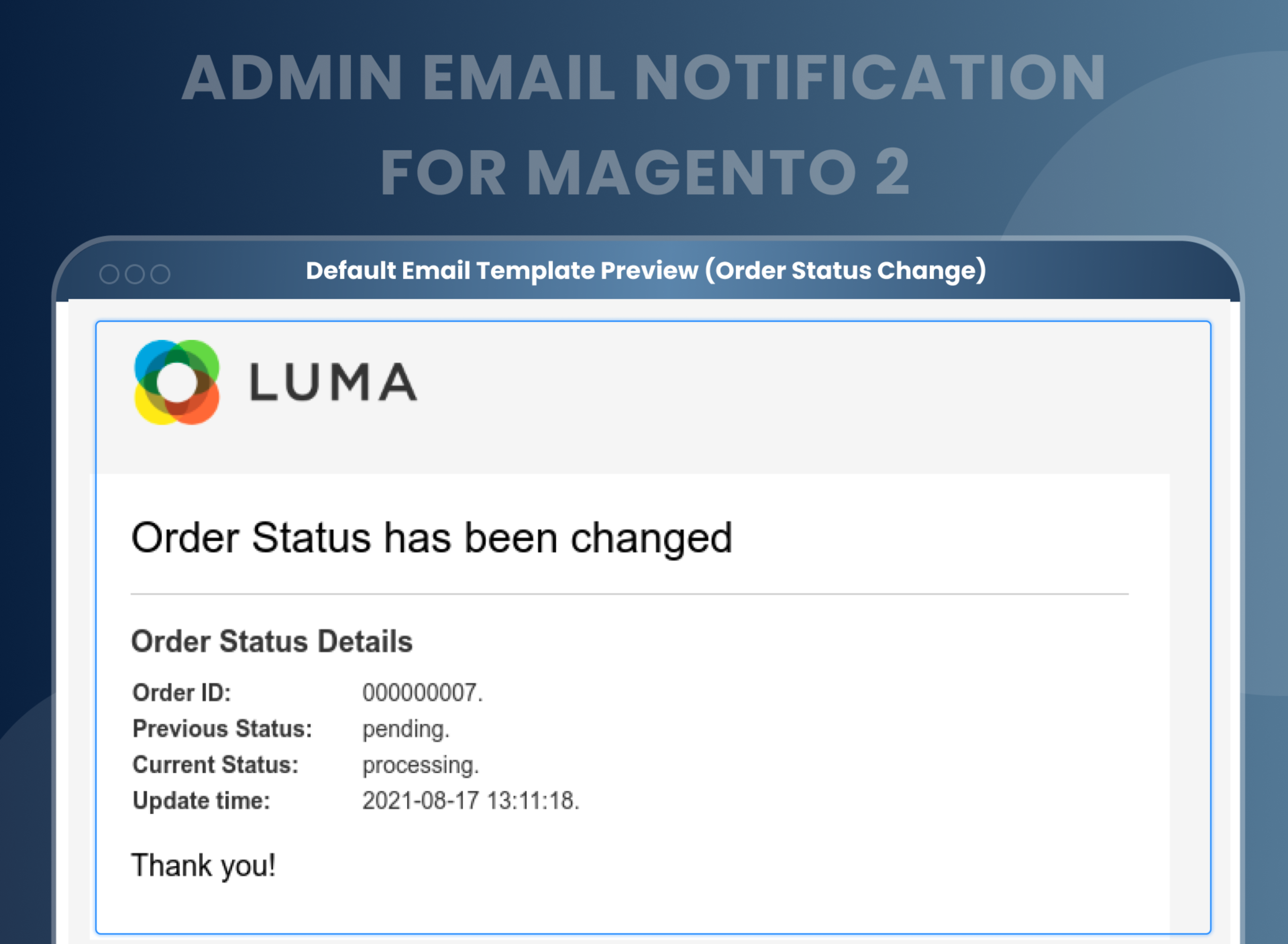 Default Email Template Preview (Order Status Change)