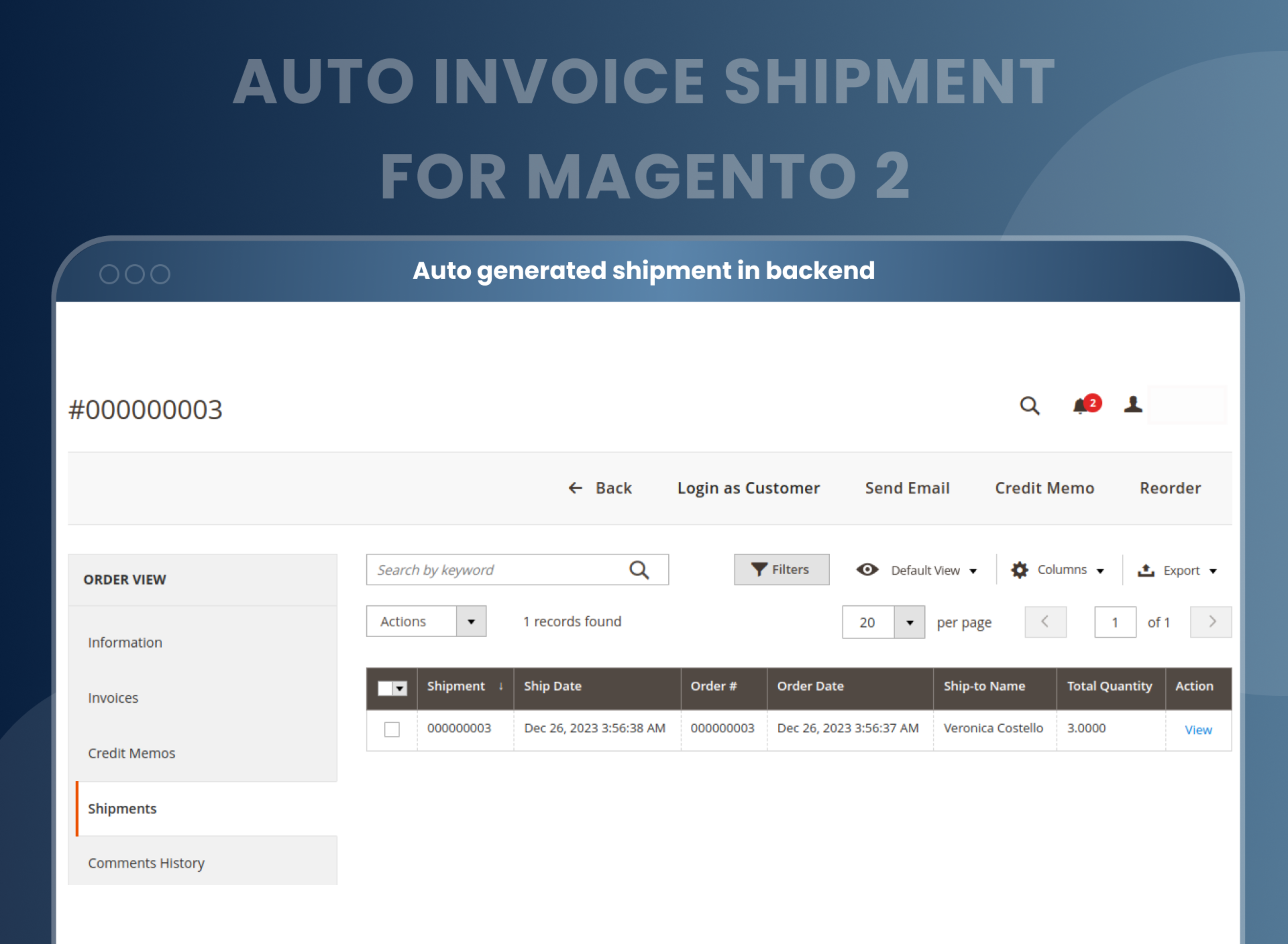  Auto generated shipment in backend