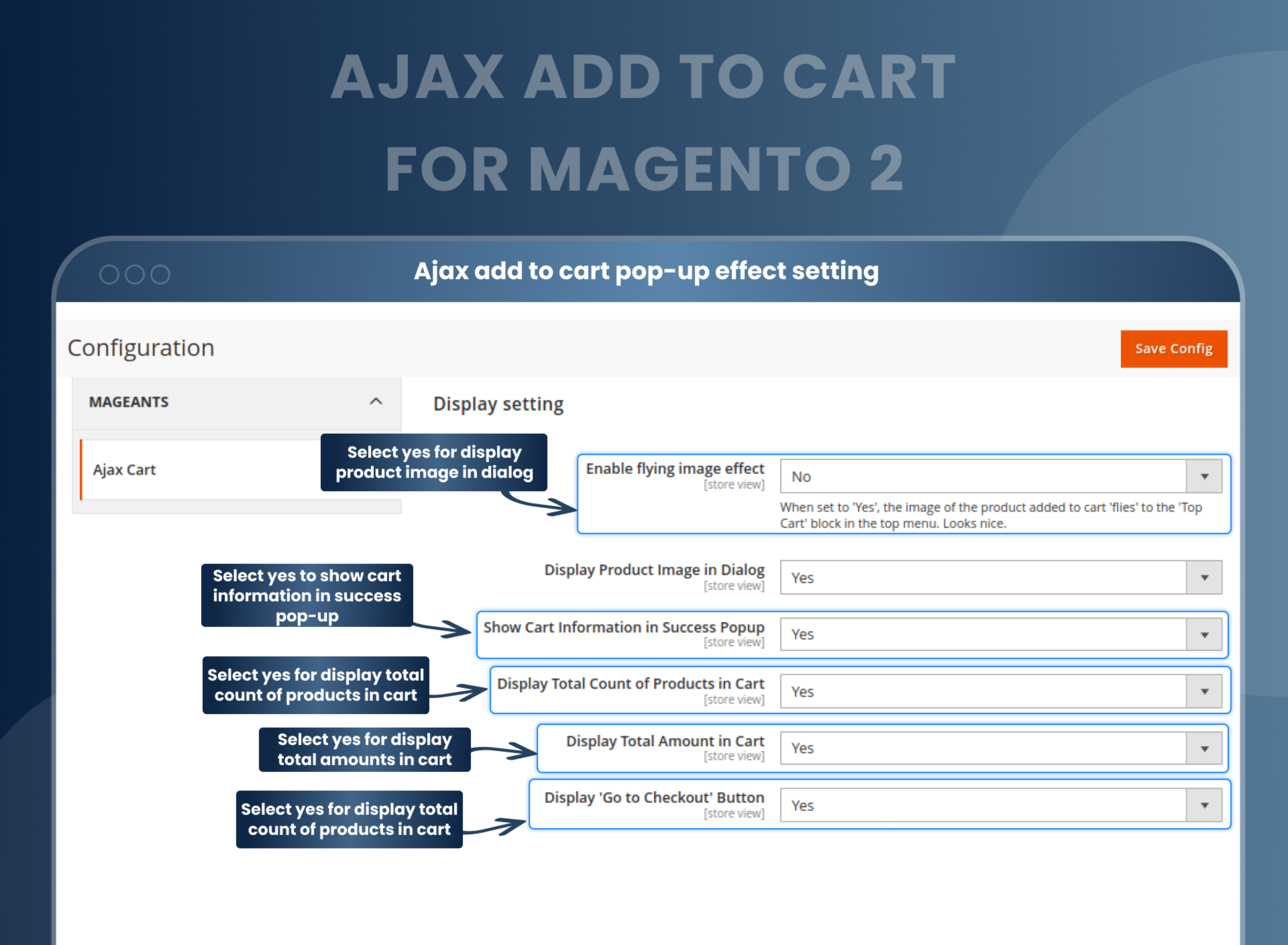 Ajax add to cart pop-up effect setting