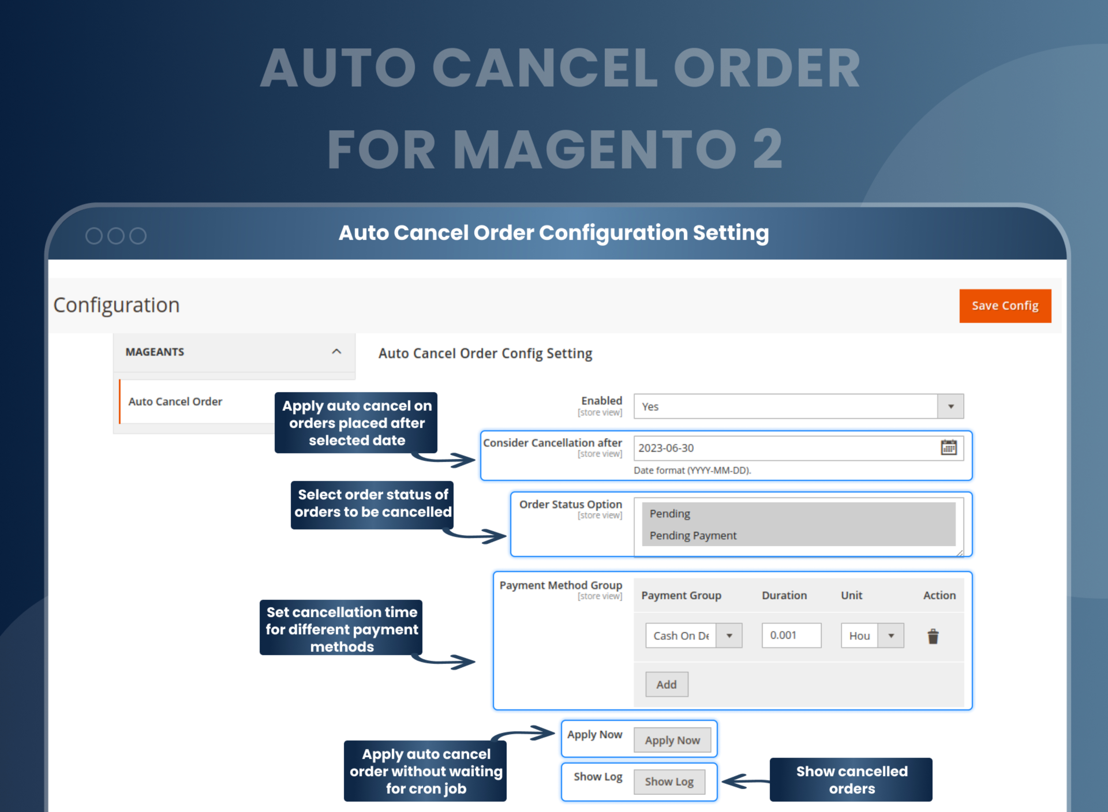 Auto Cancel Order Configuration Setting 