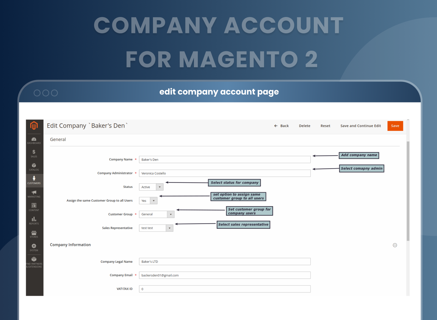 Edit Company Account Page