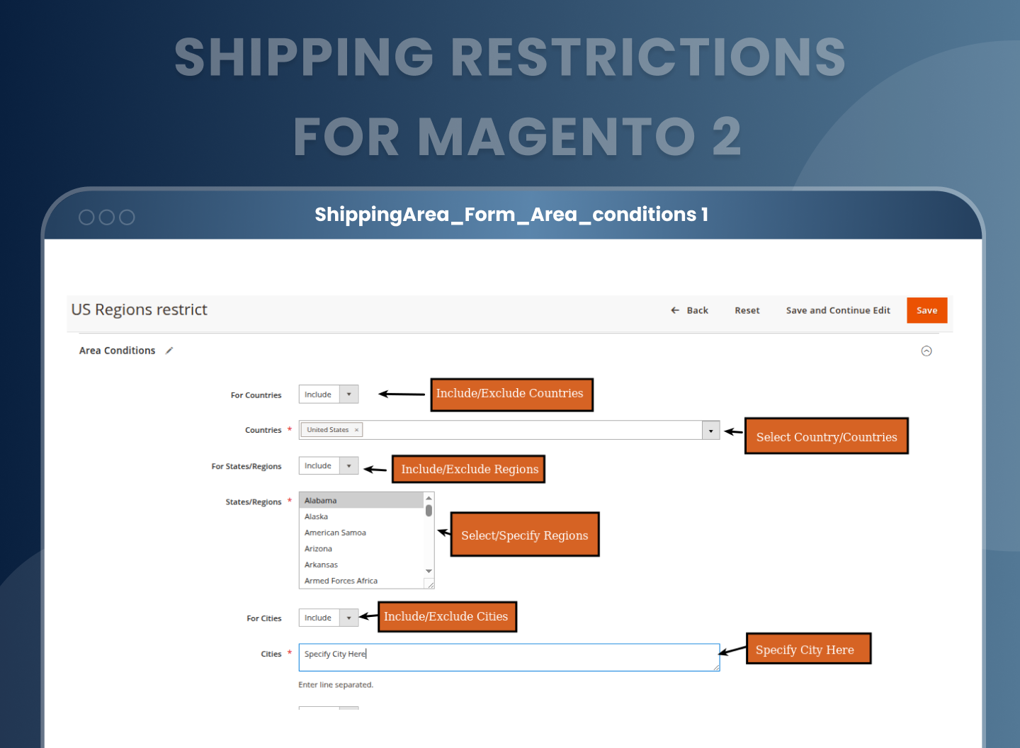 Create and Manage Shipping Areas