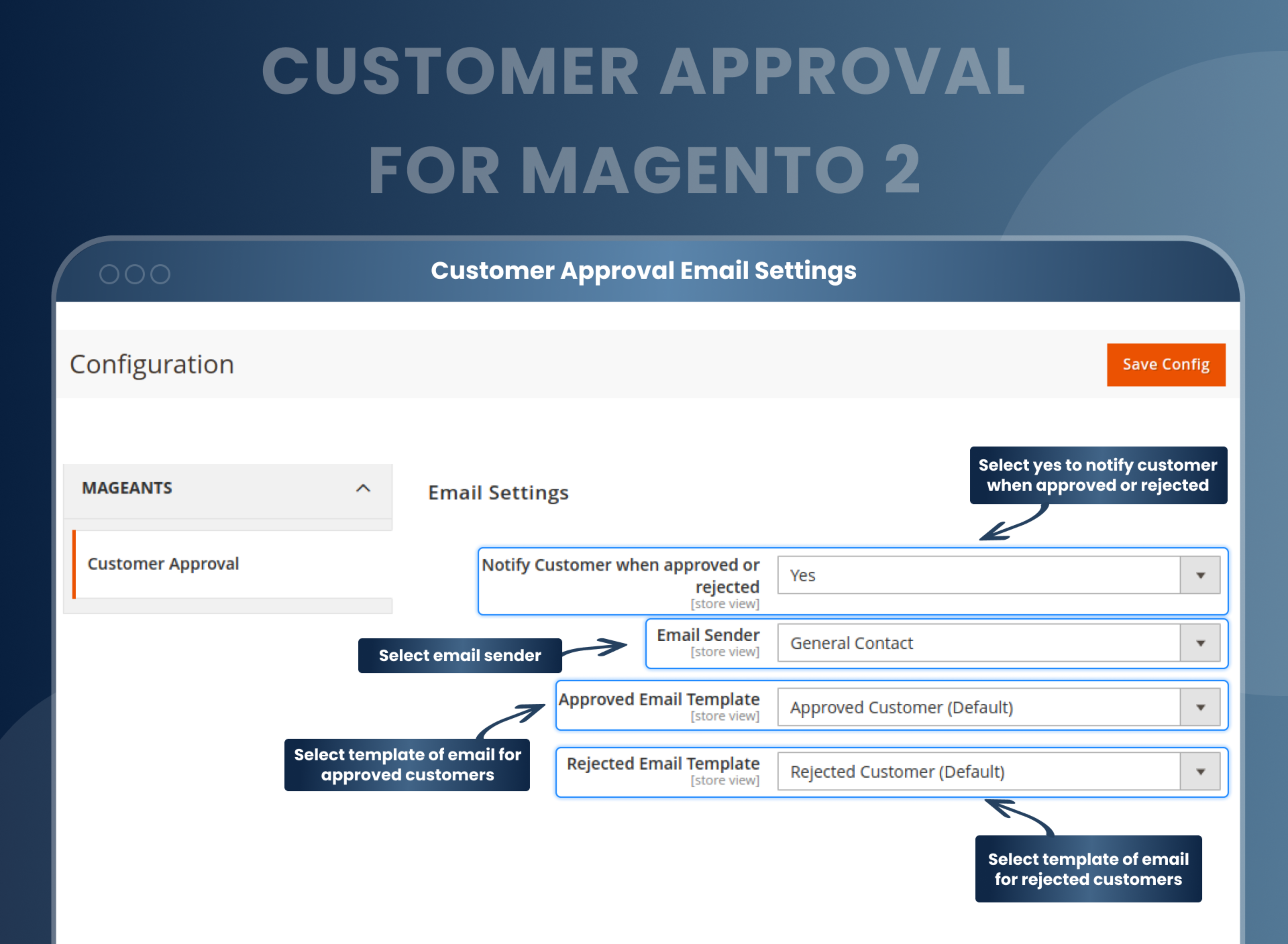 Customer Approval Email Settings