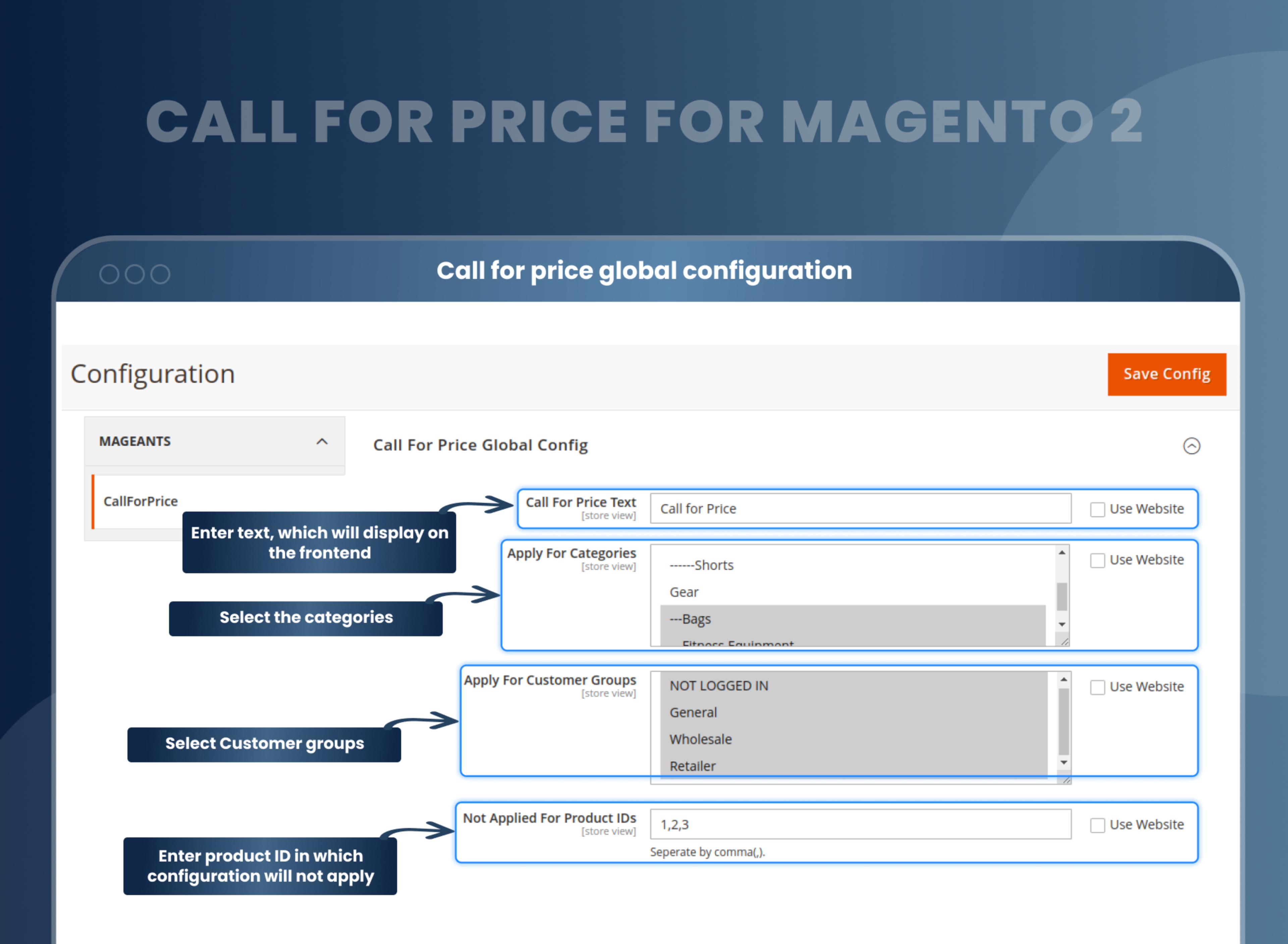 Call for price global configuration
