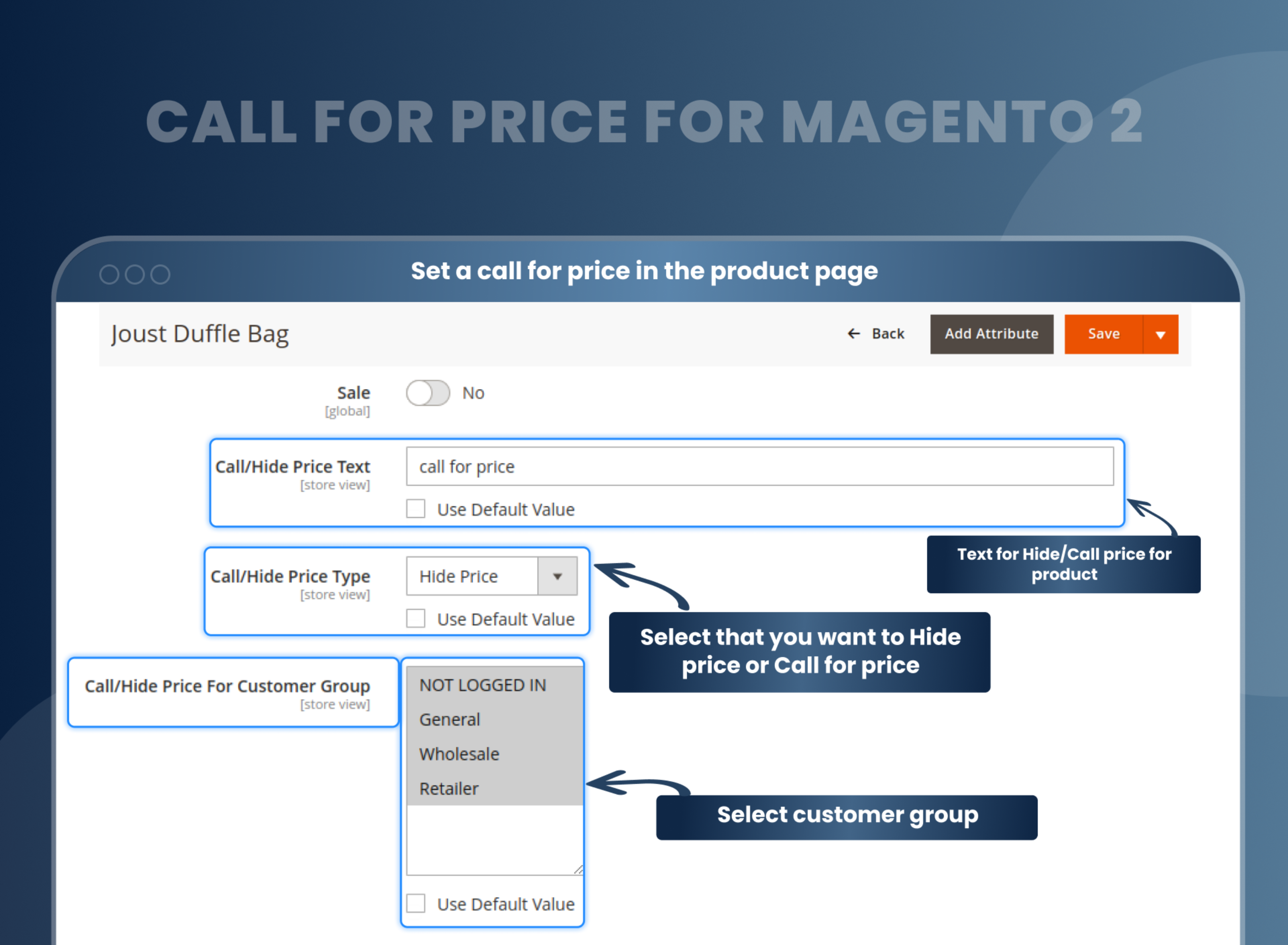 Set a call for price in the product page