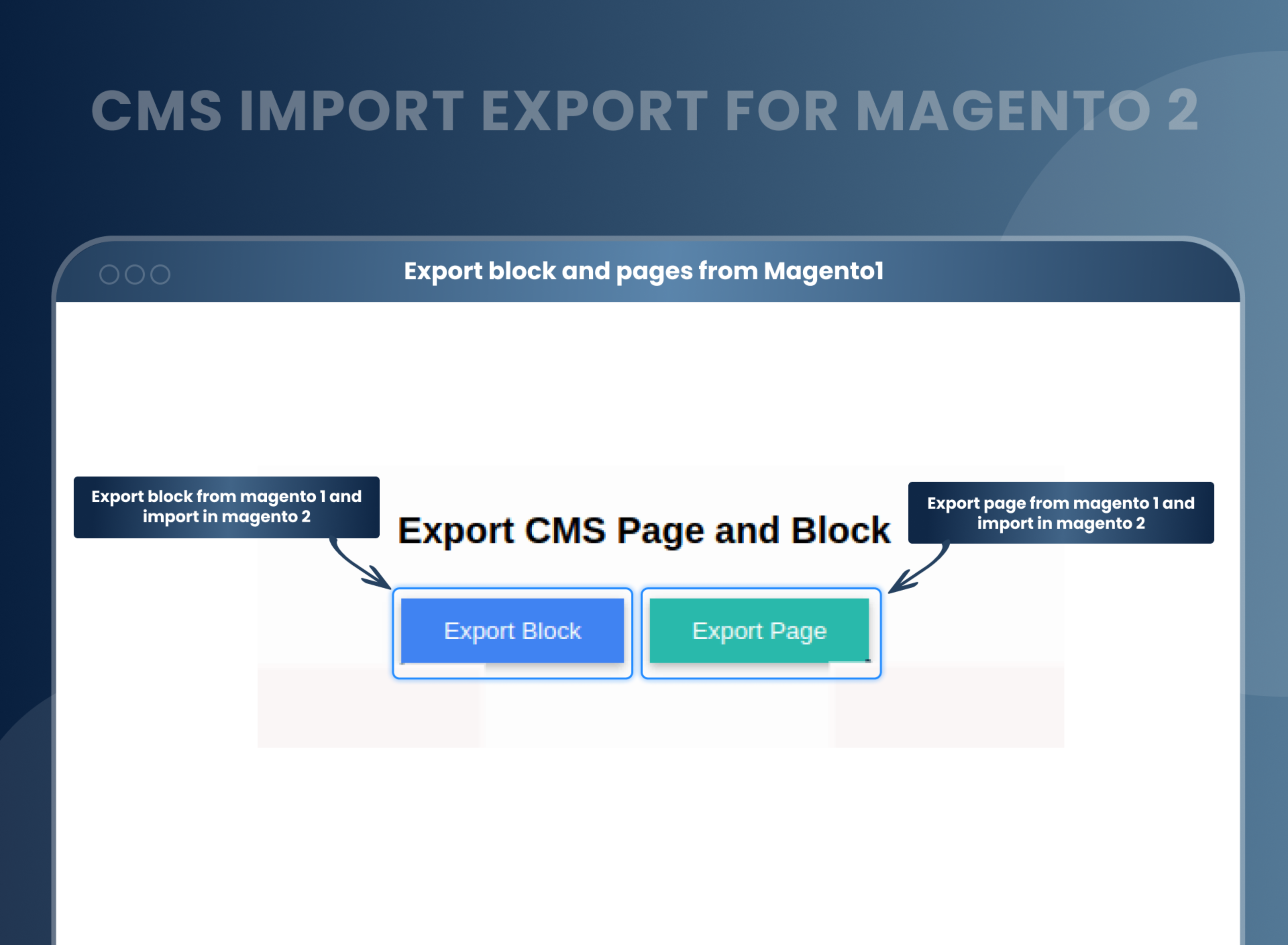 Export block and pages from Magento1