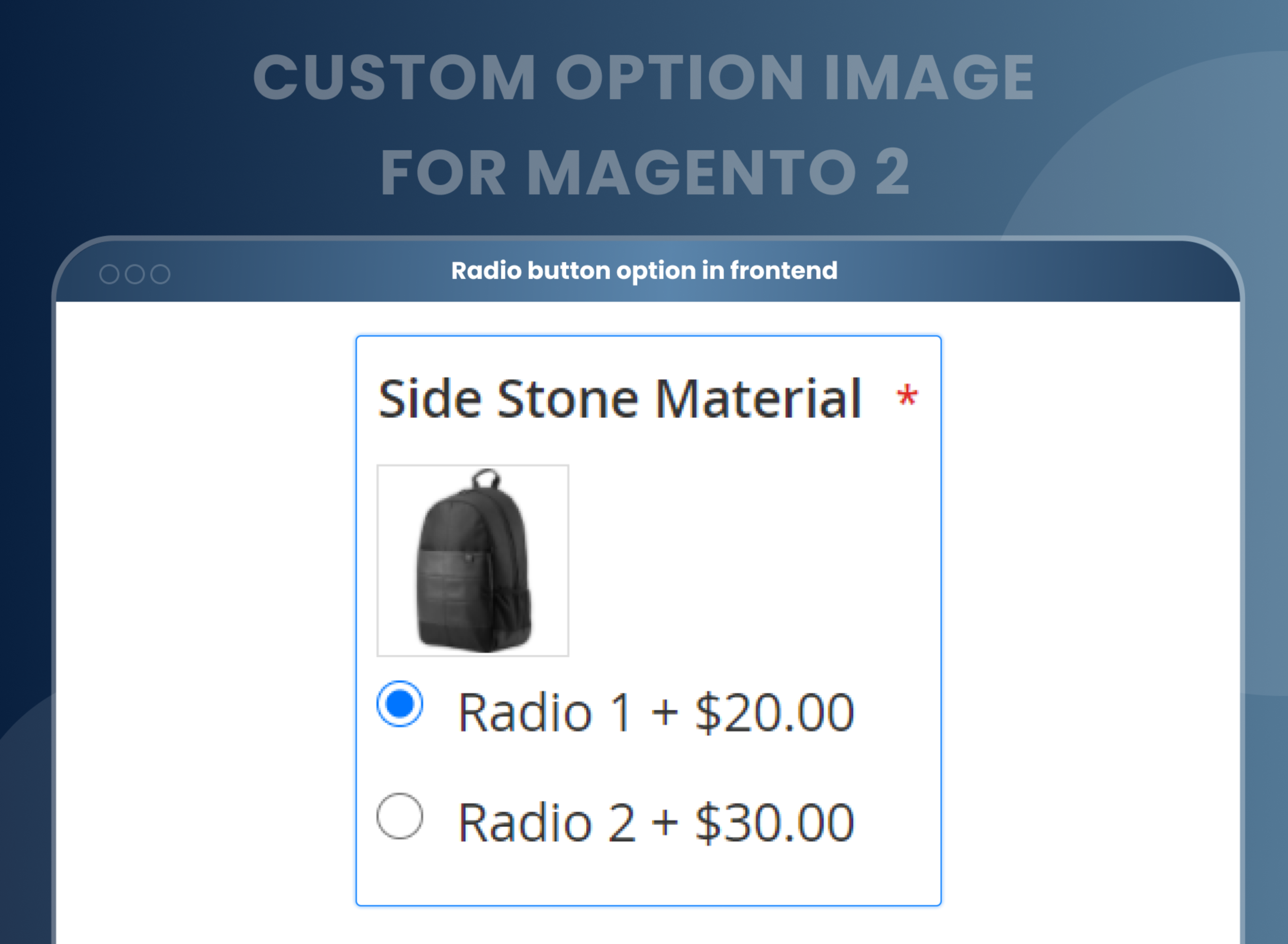 Radio button option in frontend