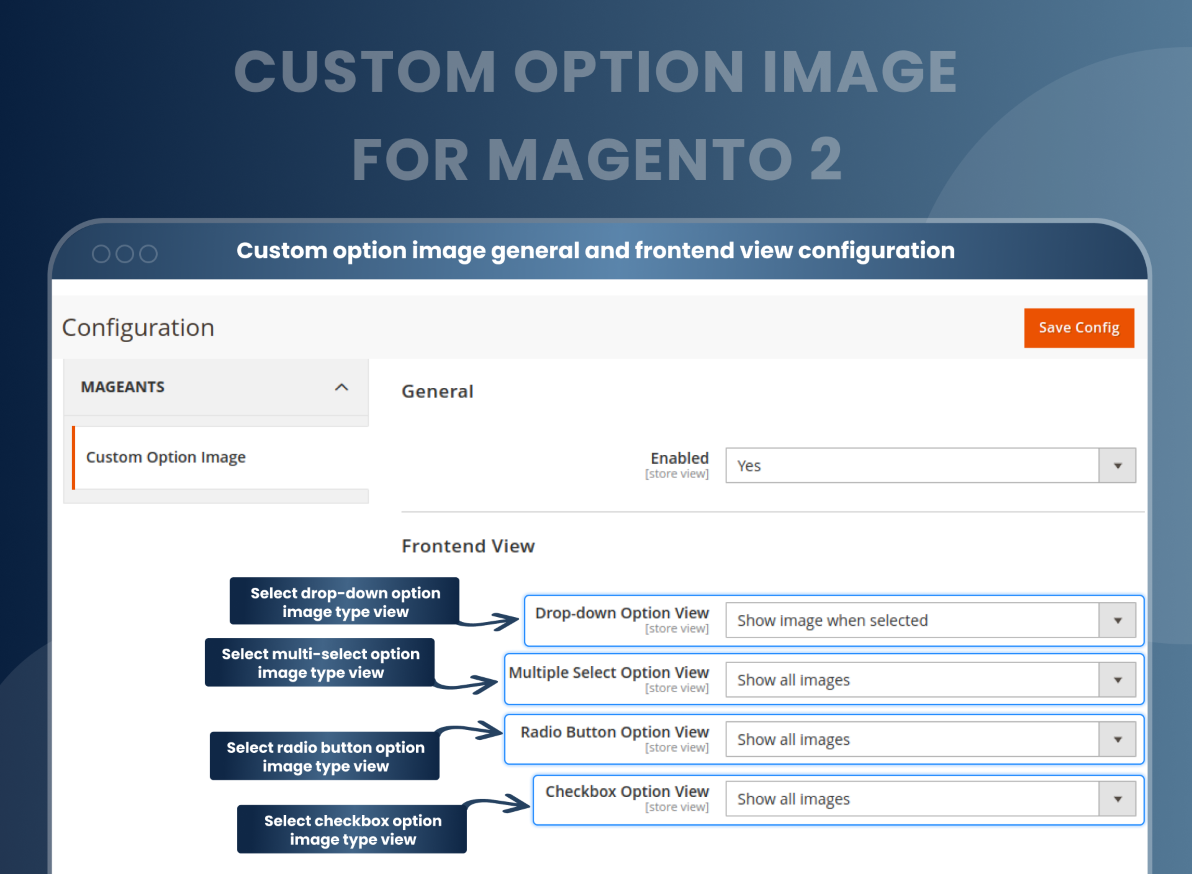 Custom option image general and frontend view configuration