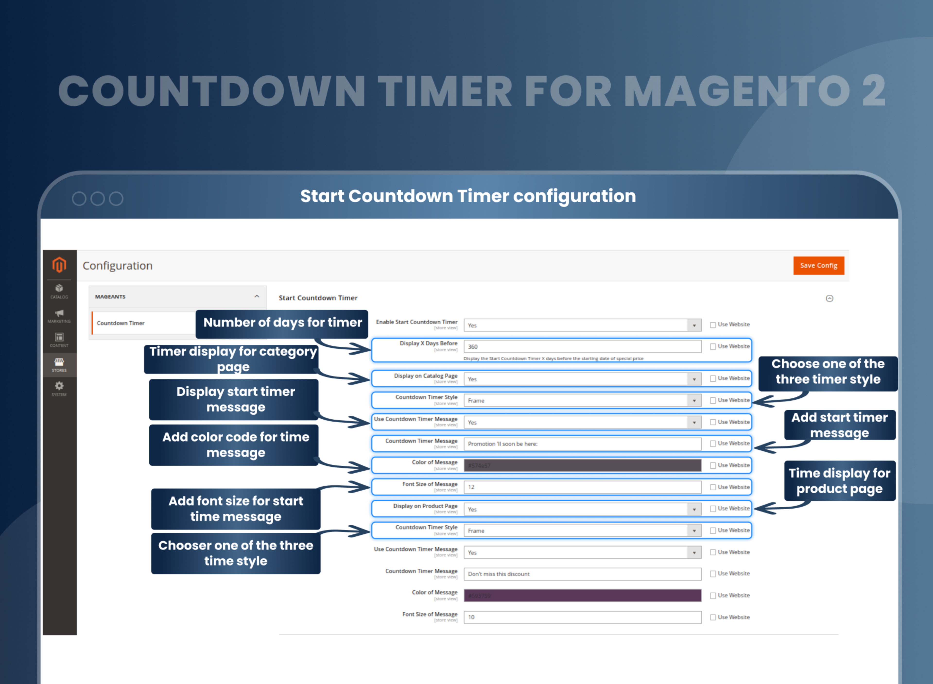 Start Countdown Timer configuration