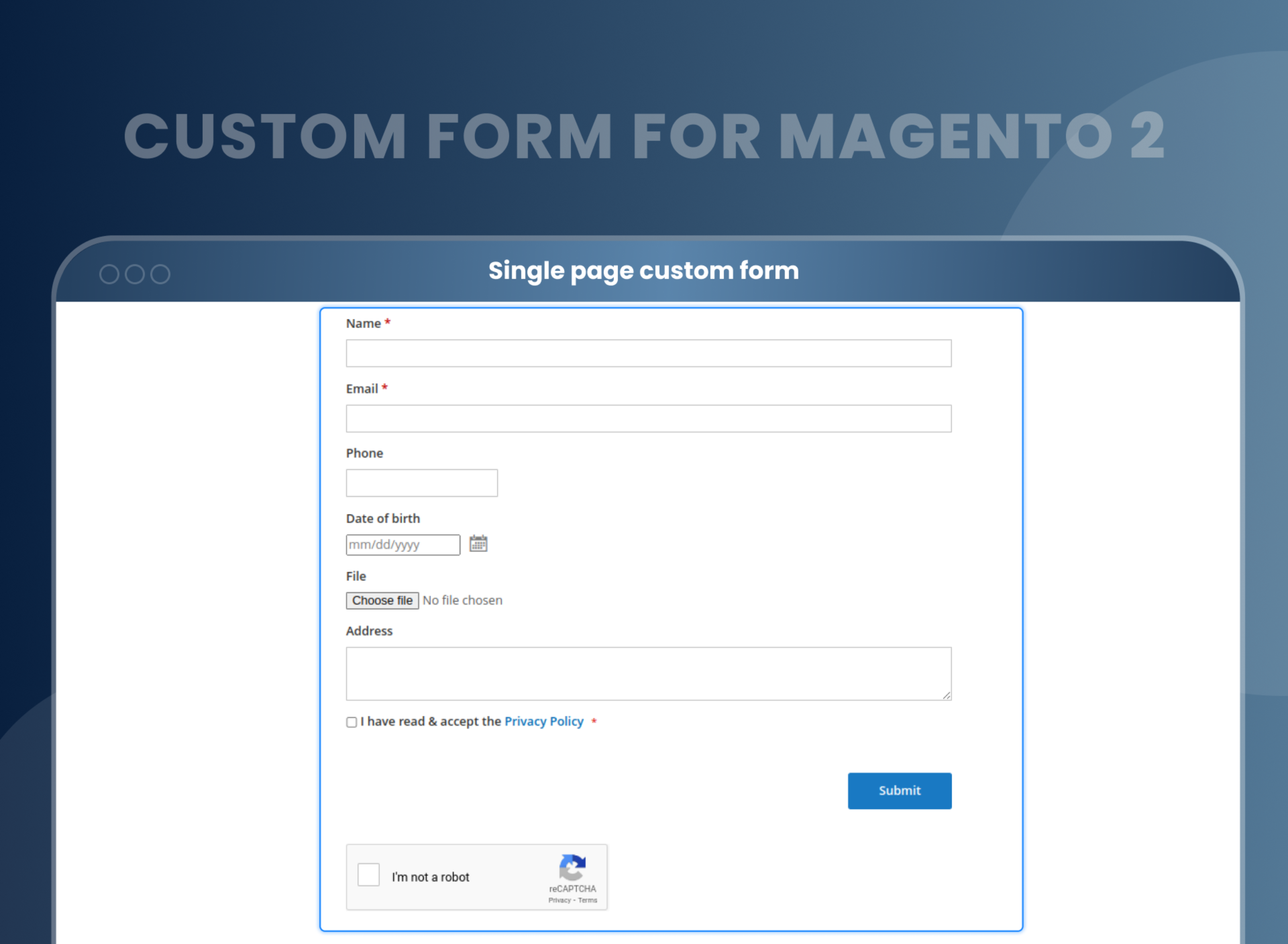 Single page custom form