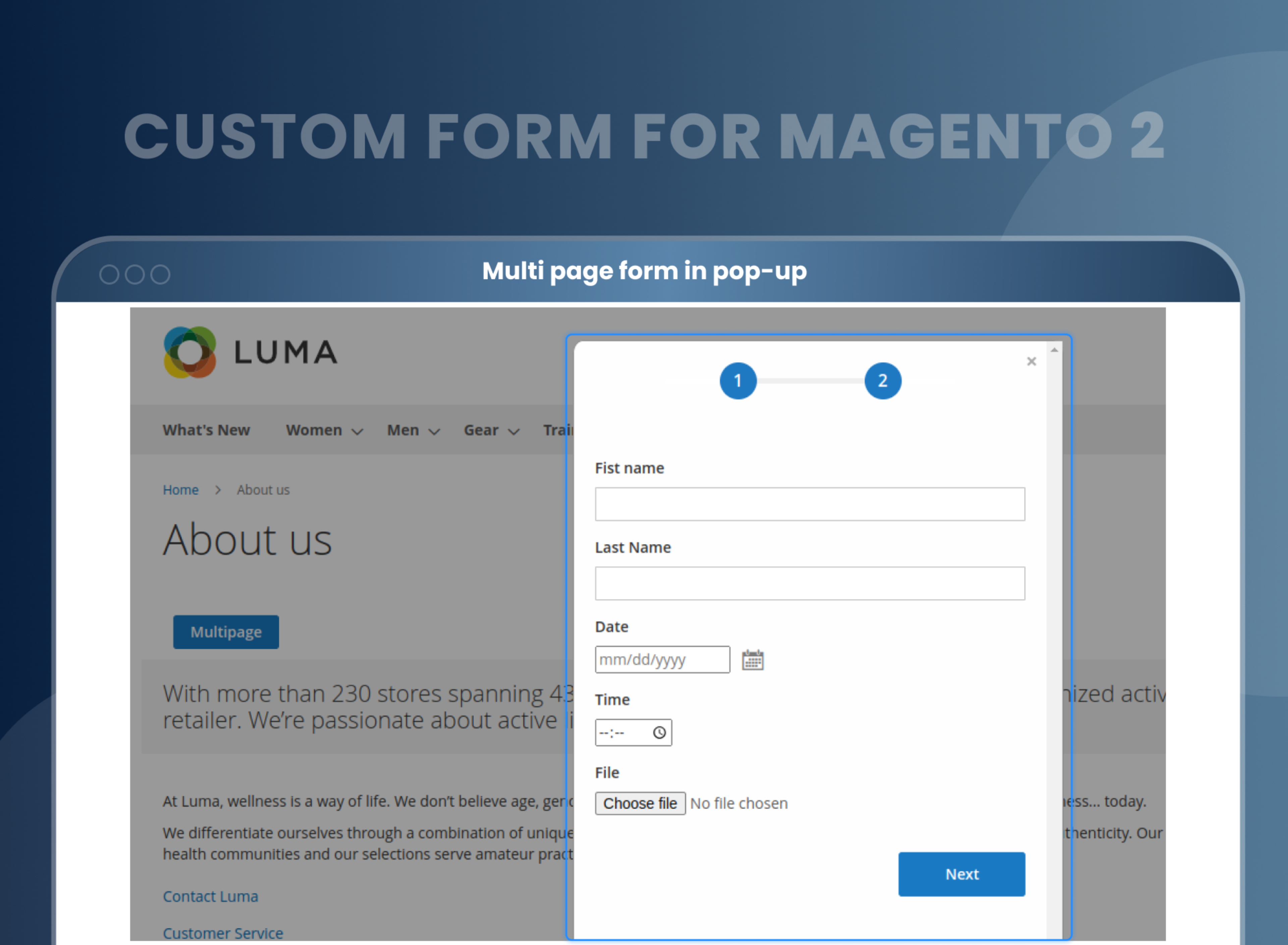 Multi page form in pop-up 
