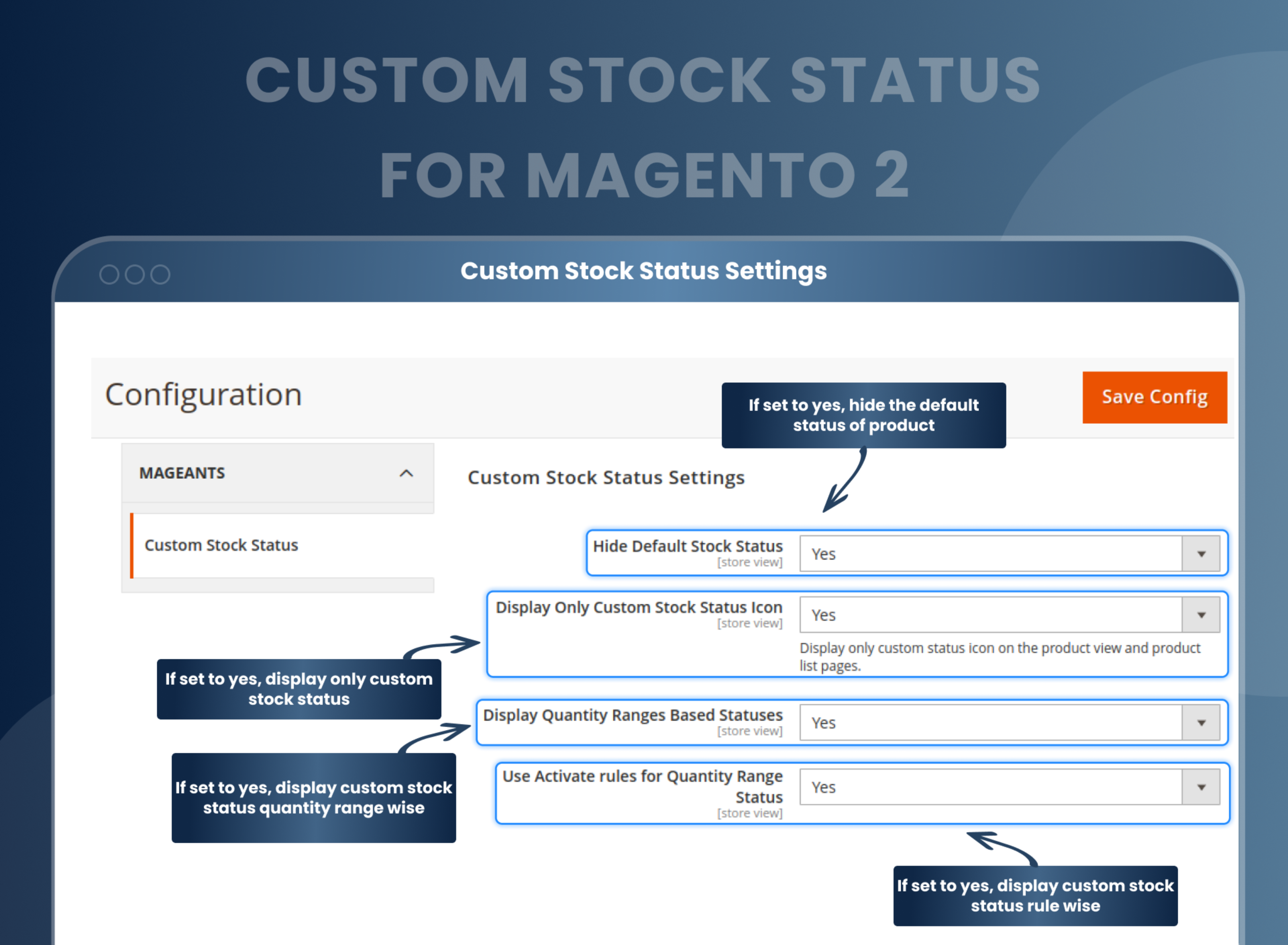 Custom Stock Status Settings