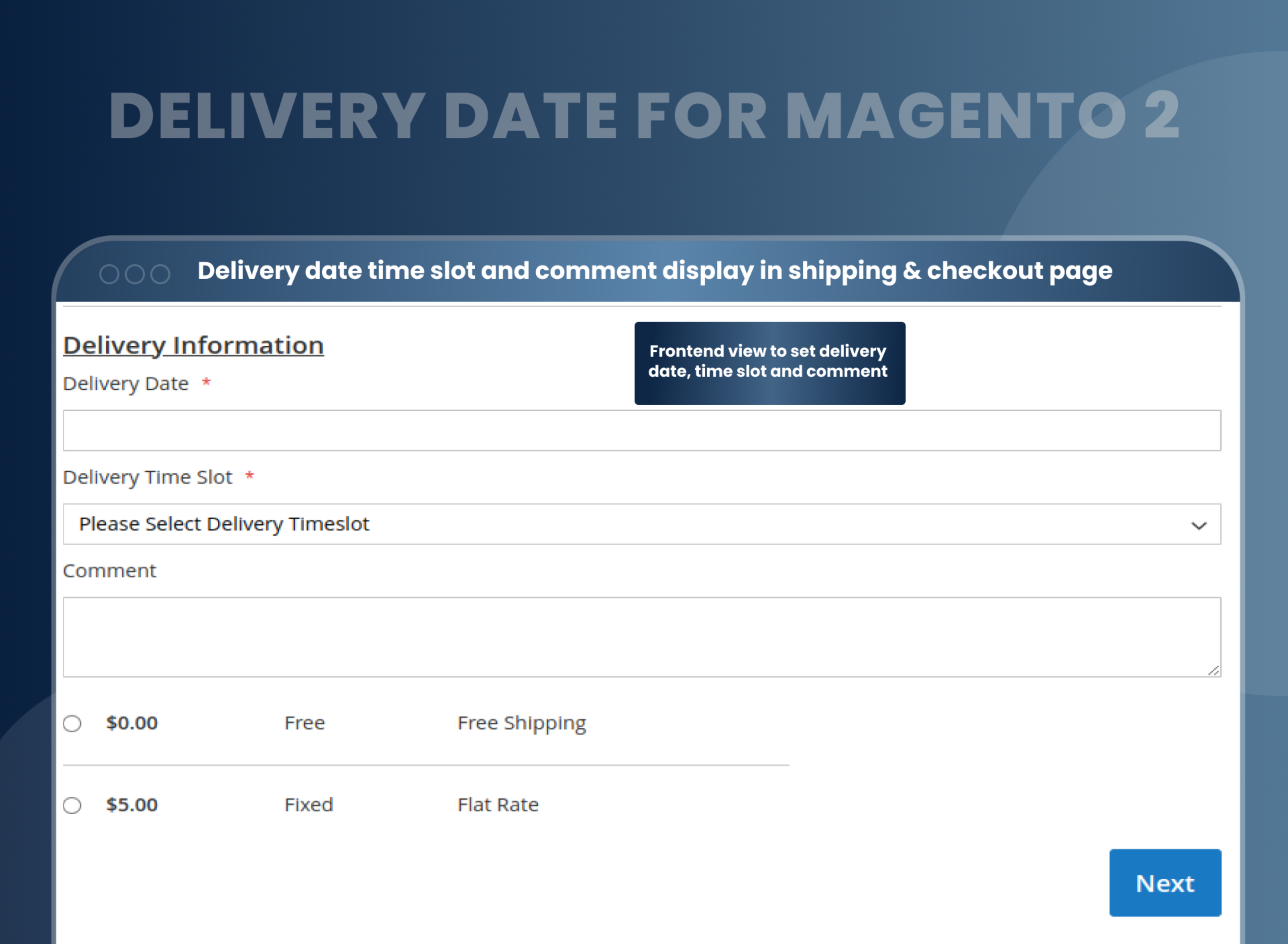  Delivery date time slot and comment display in shipping & checkout page