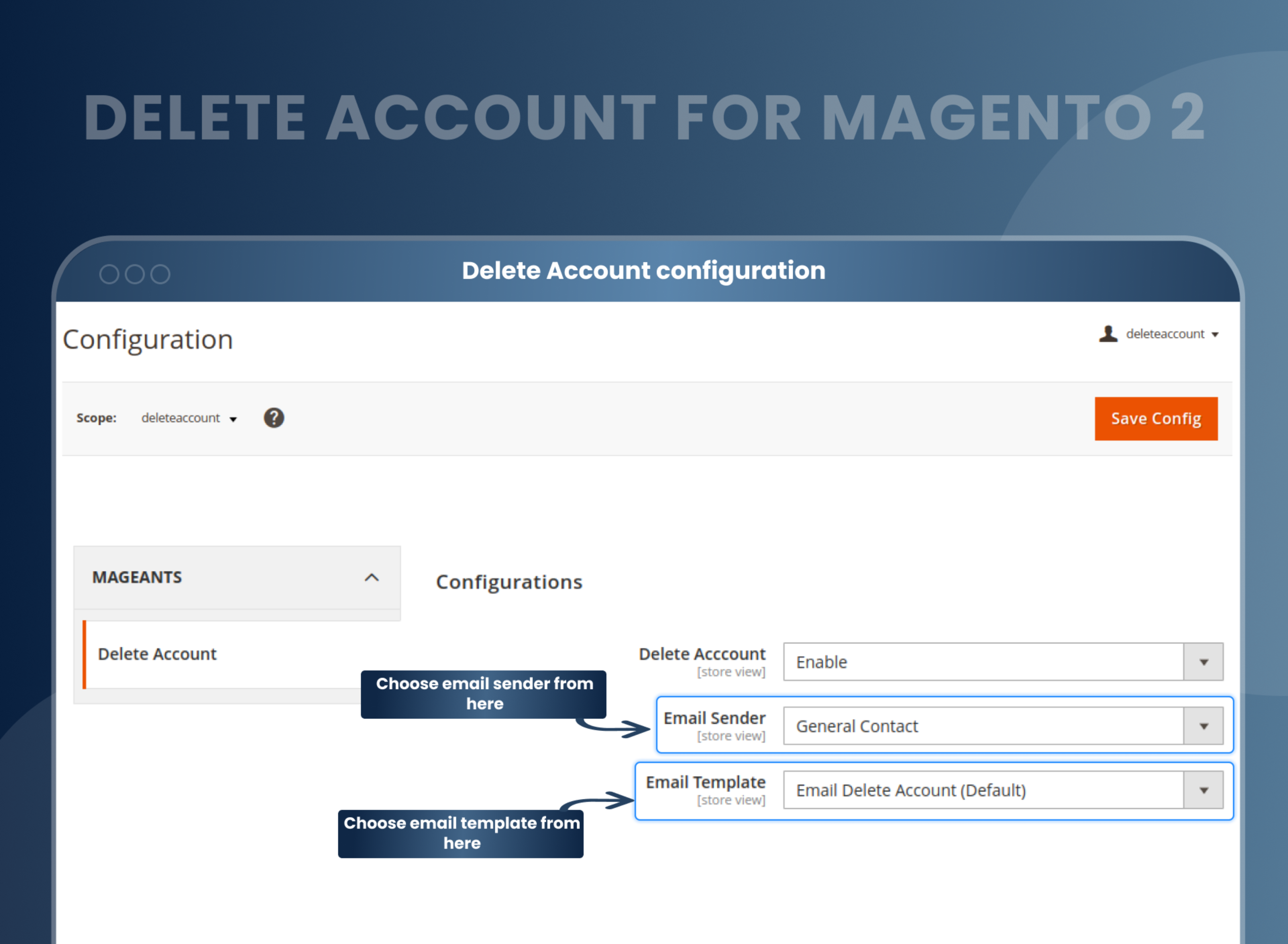  Delete Account configuration