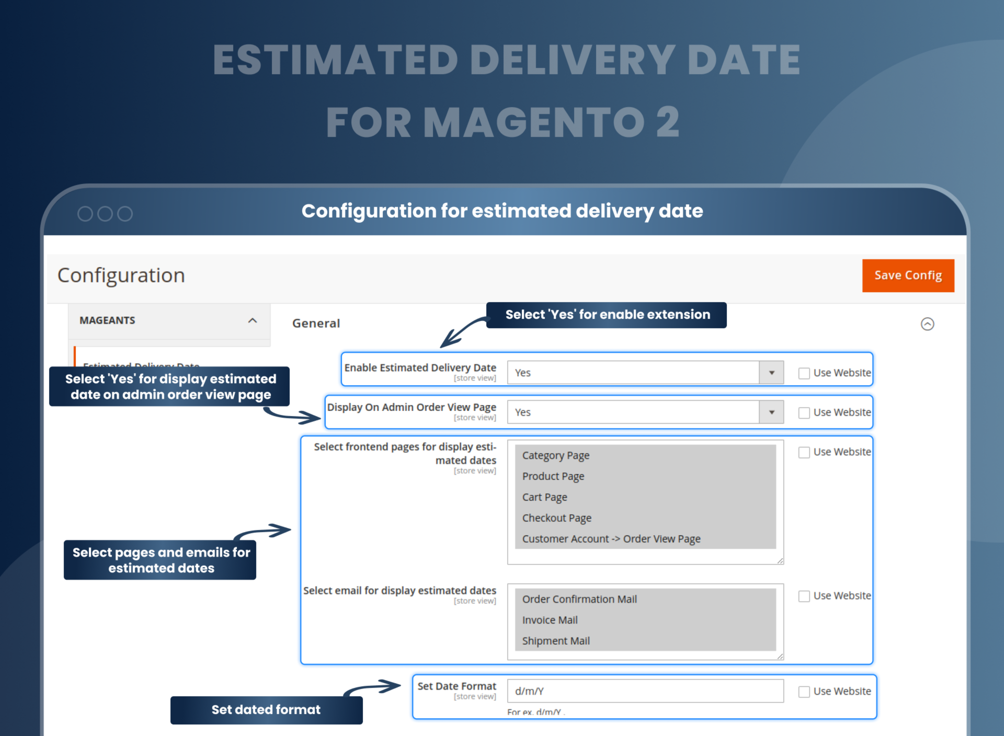 Configuration for estimated delivery date