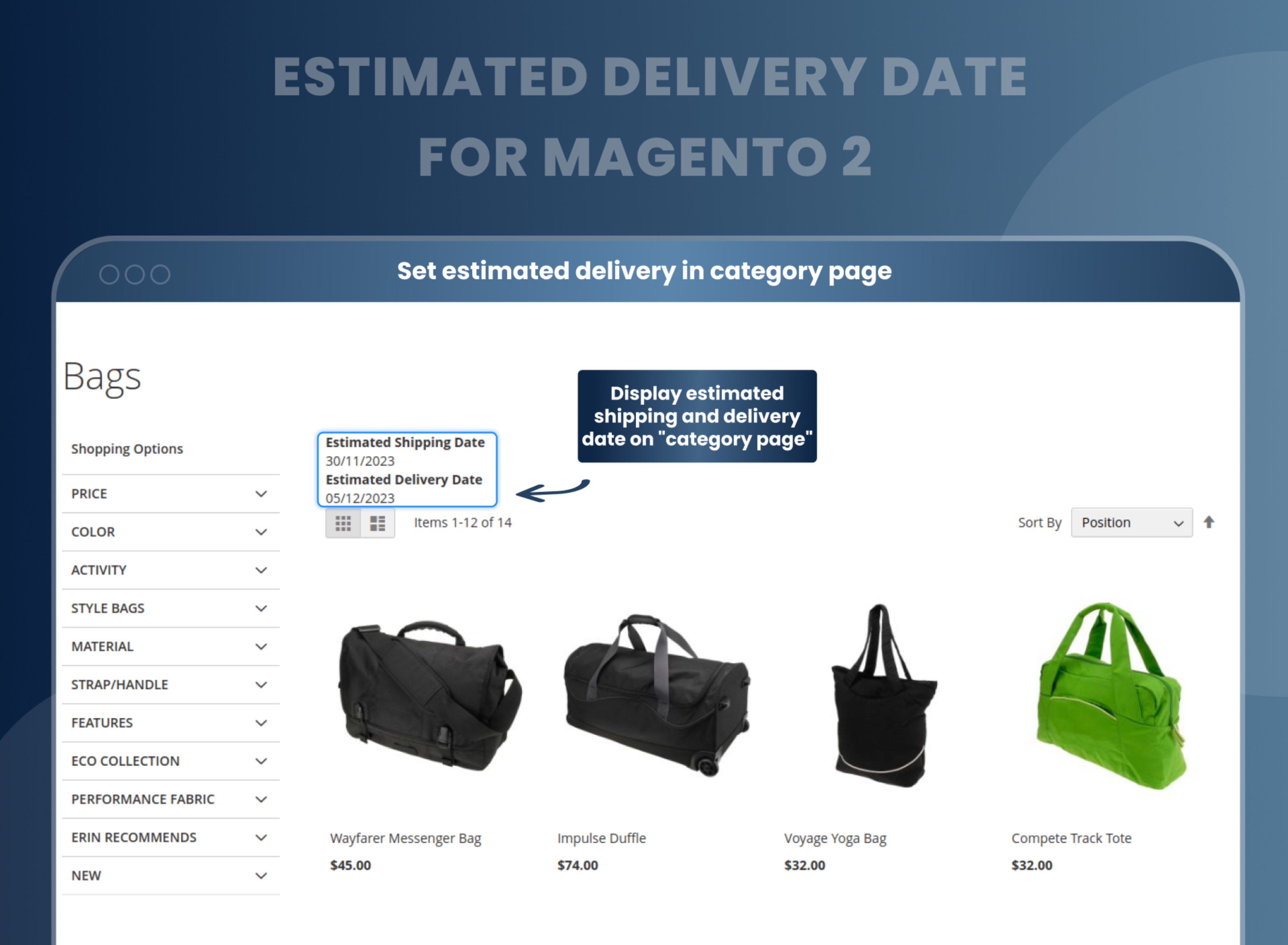Set estimated delivery in category page 