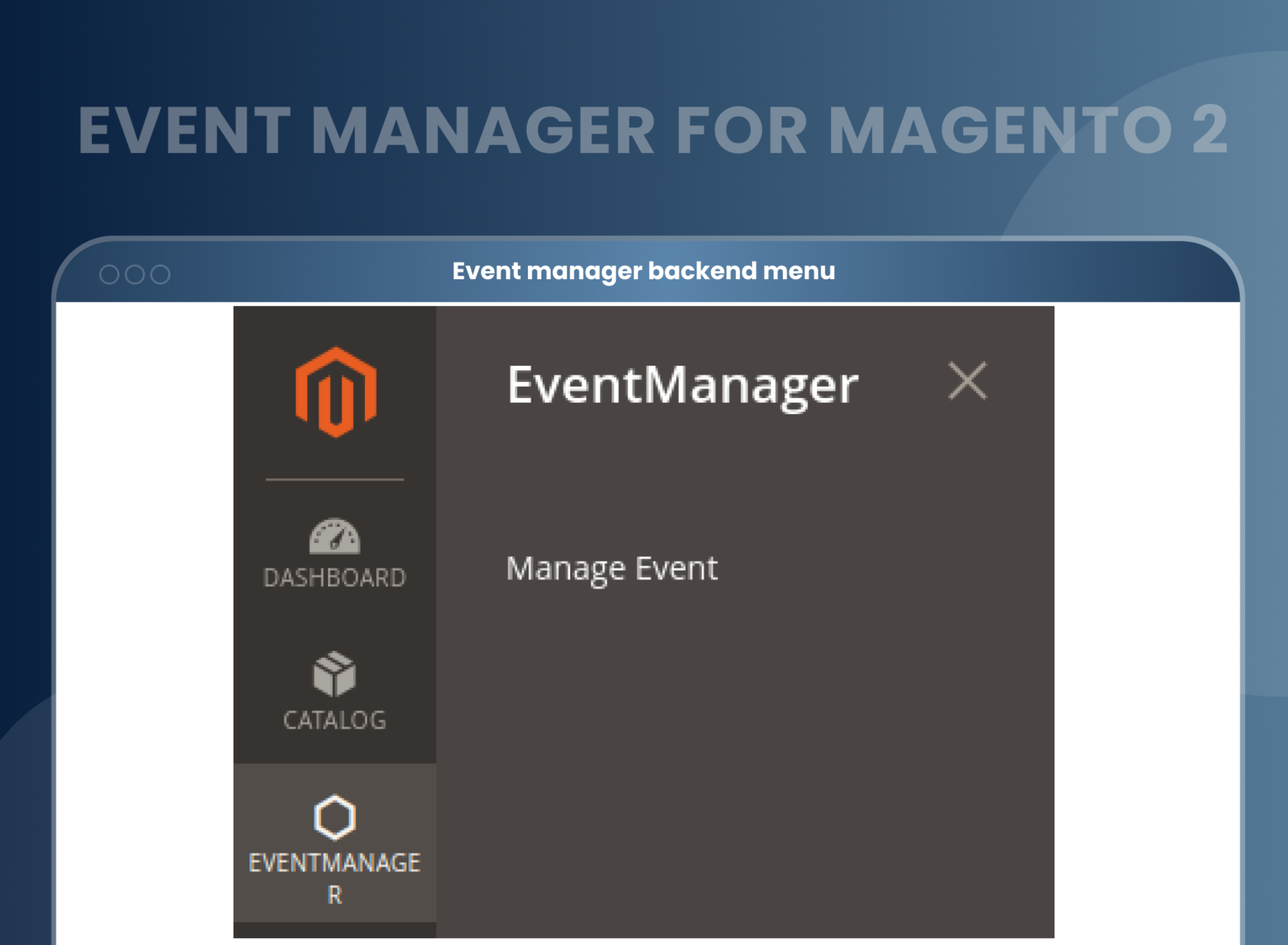 Event manager backend menu 
