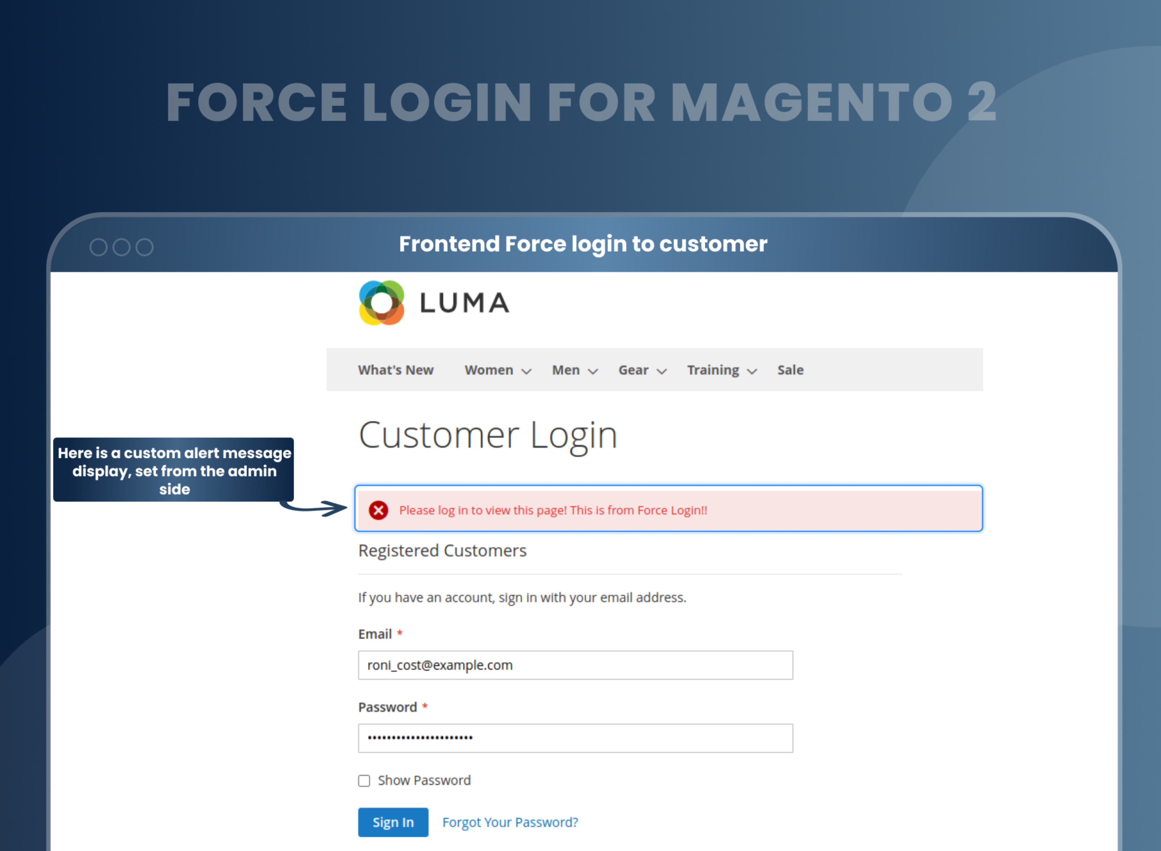 Frontend Force login to customer