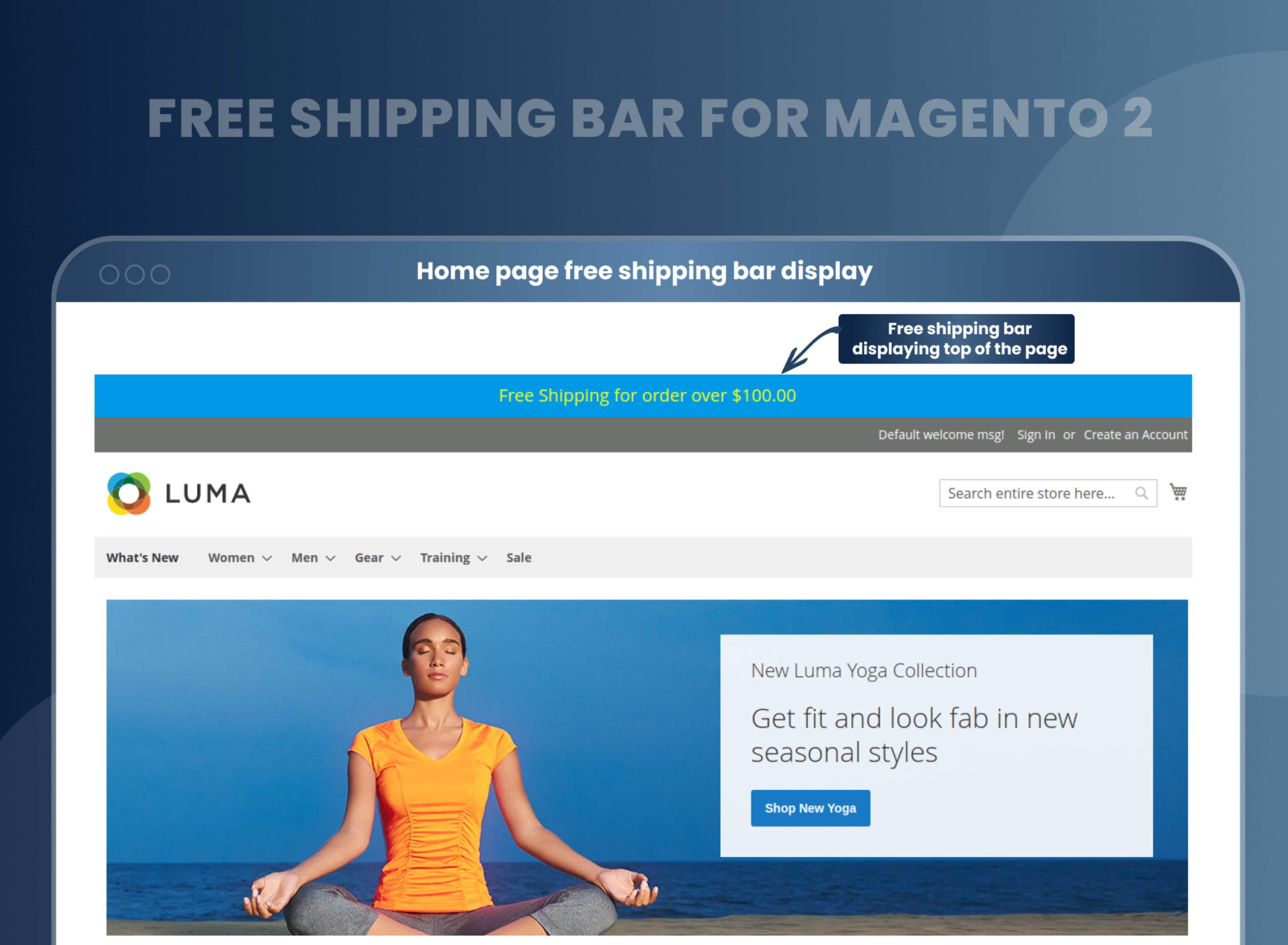 Home page free shipping bar display