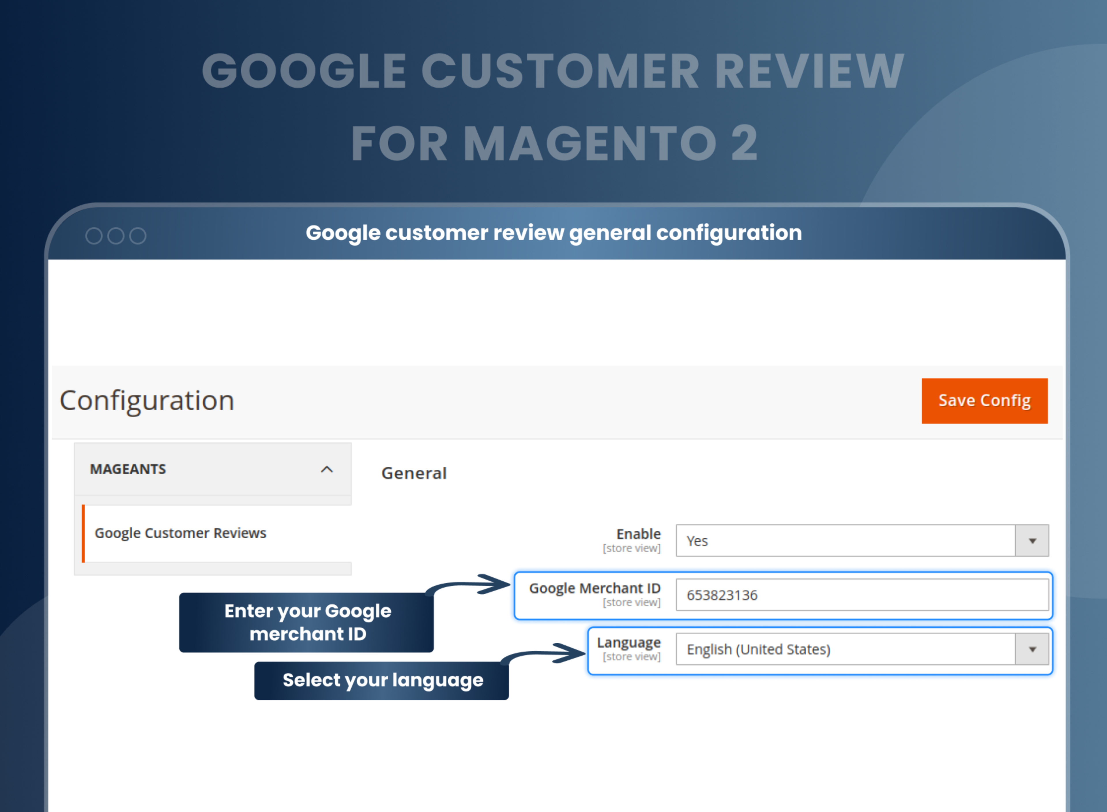 Google customer review general configuration