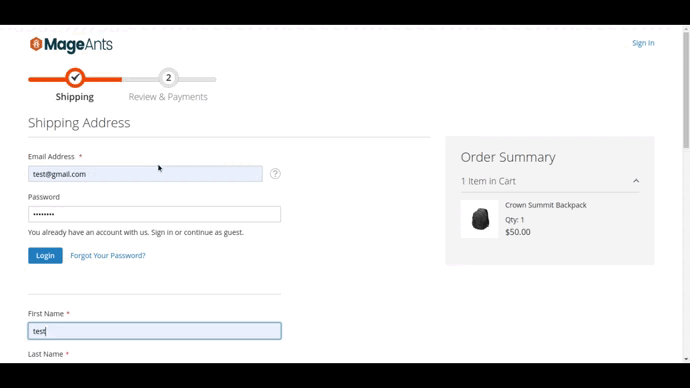 Google invisible reCAPTCHA work in shipping and payment page