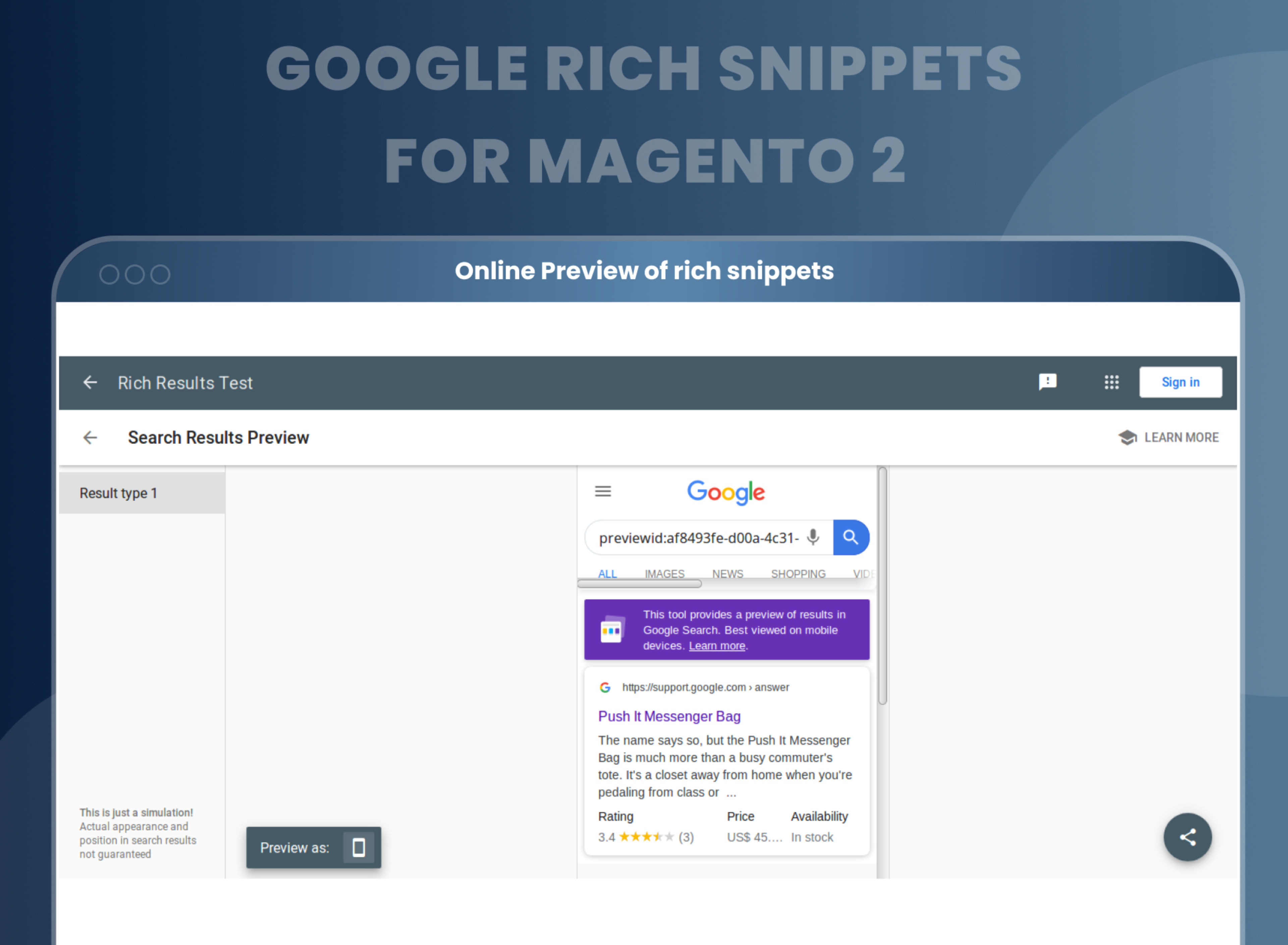 Online Preview of rich snippets