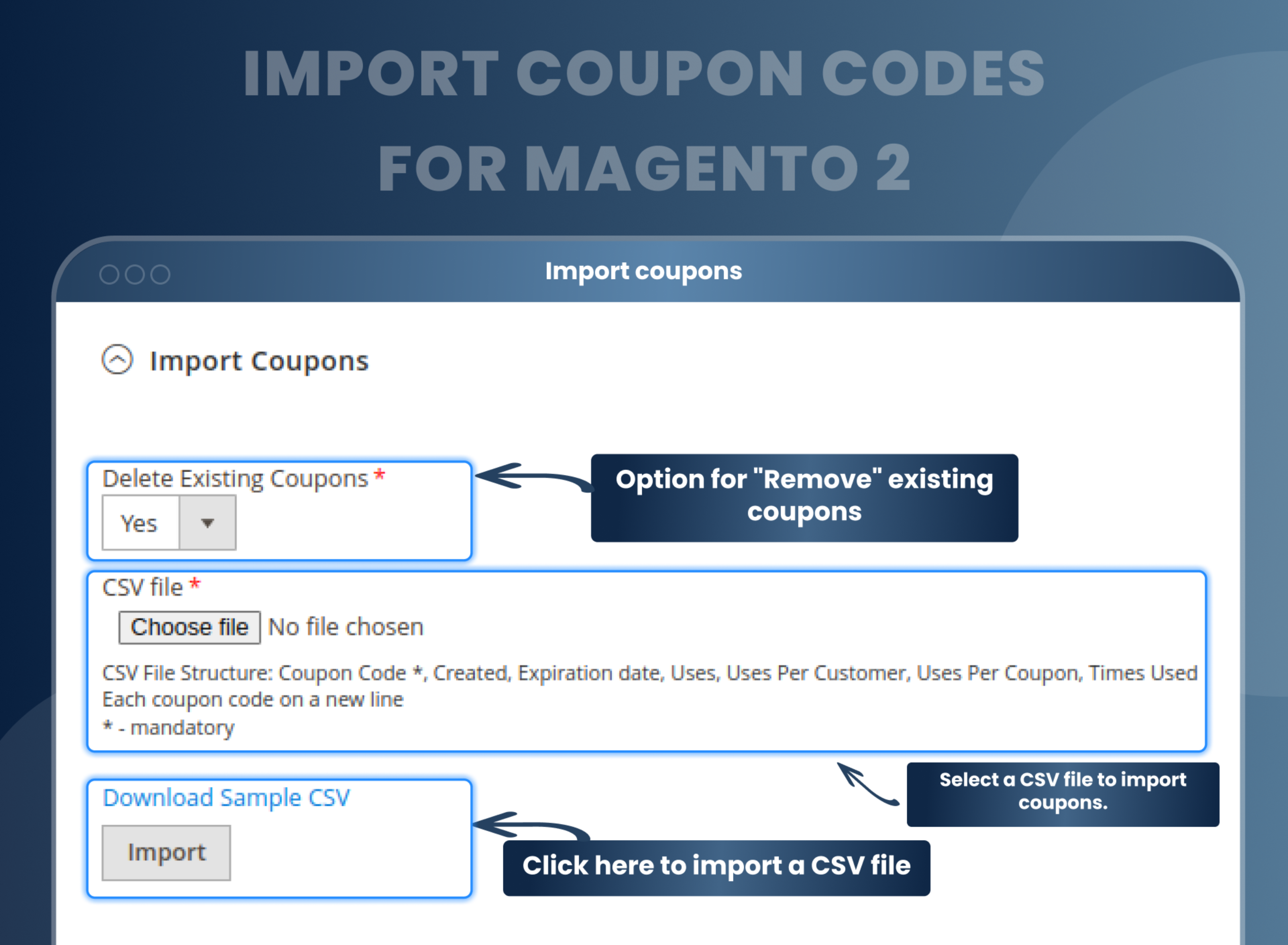 Import coupons