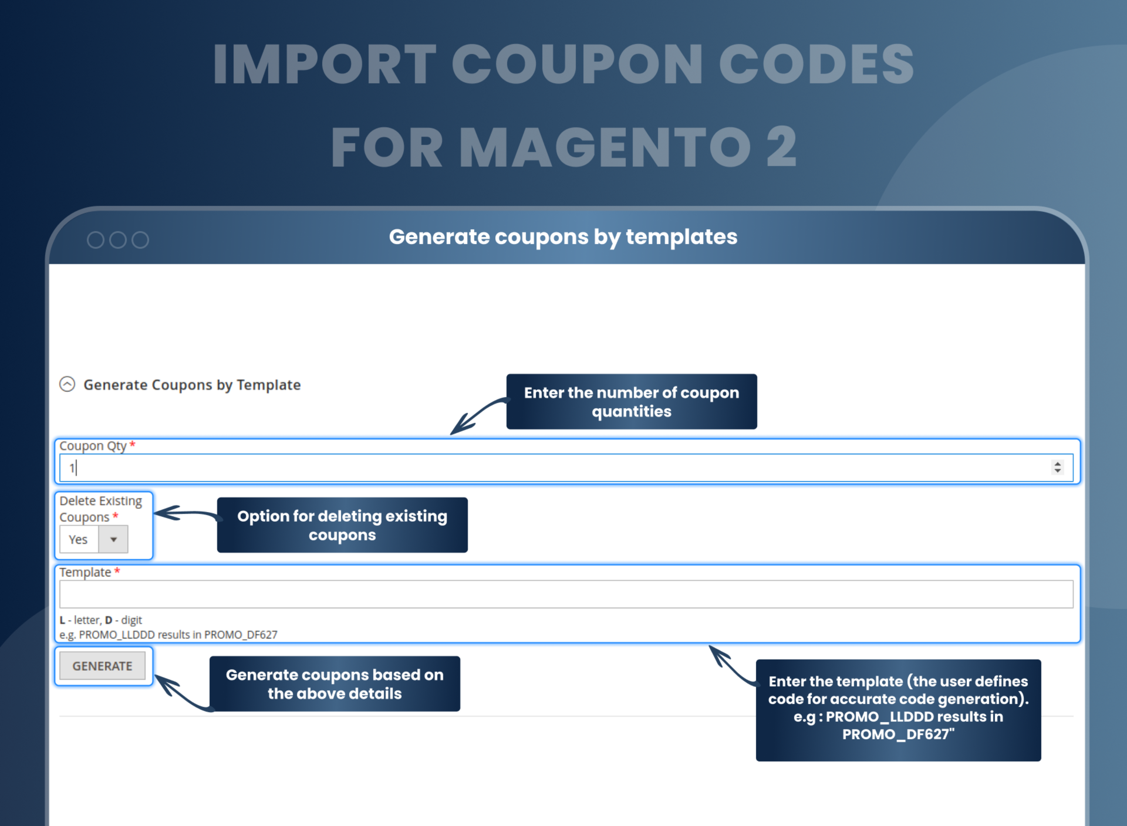 Generate coupons by templates