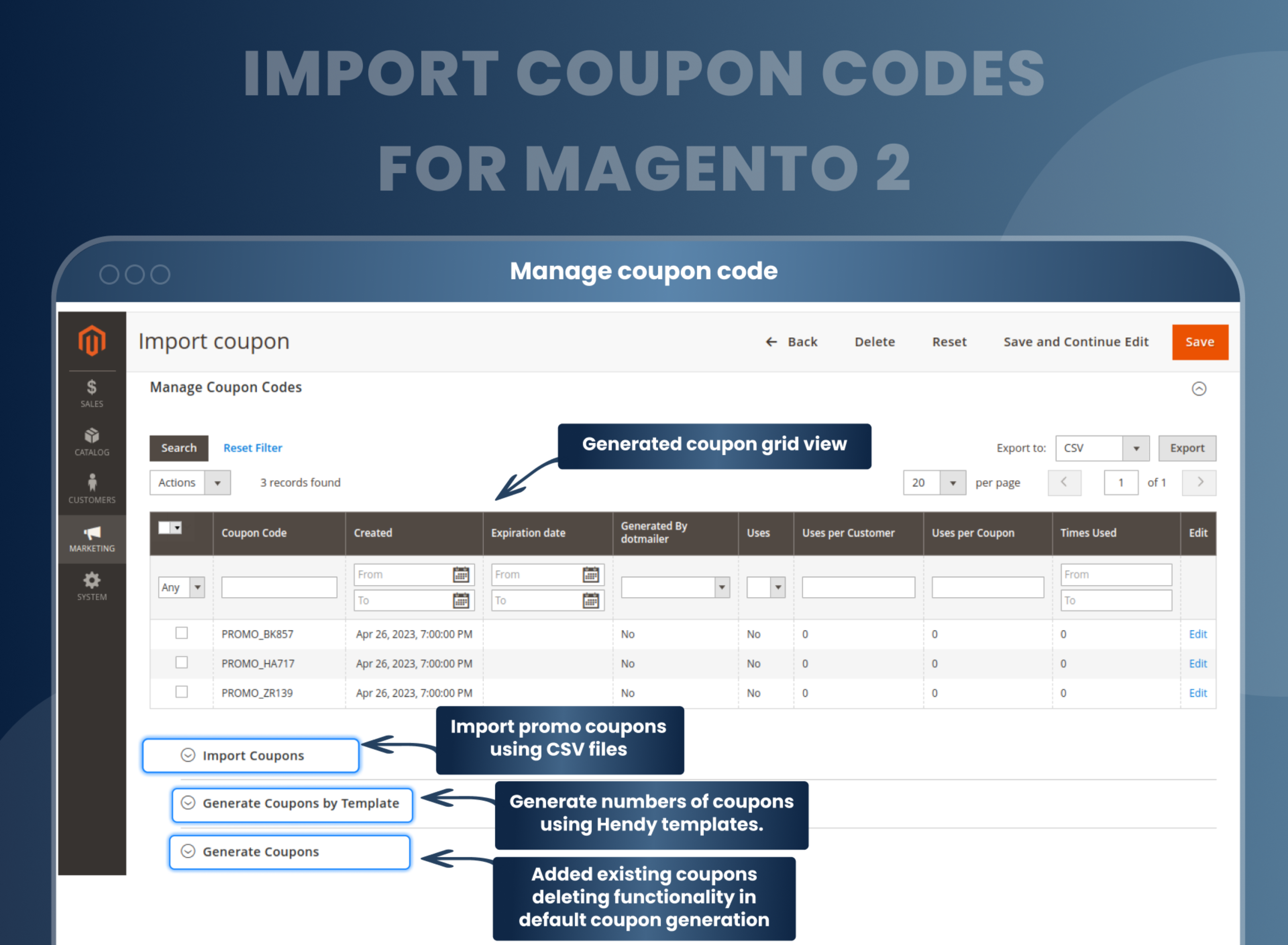 Manage coupon code