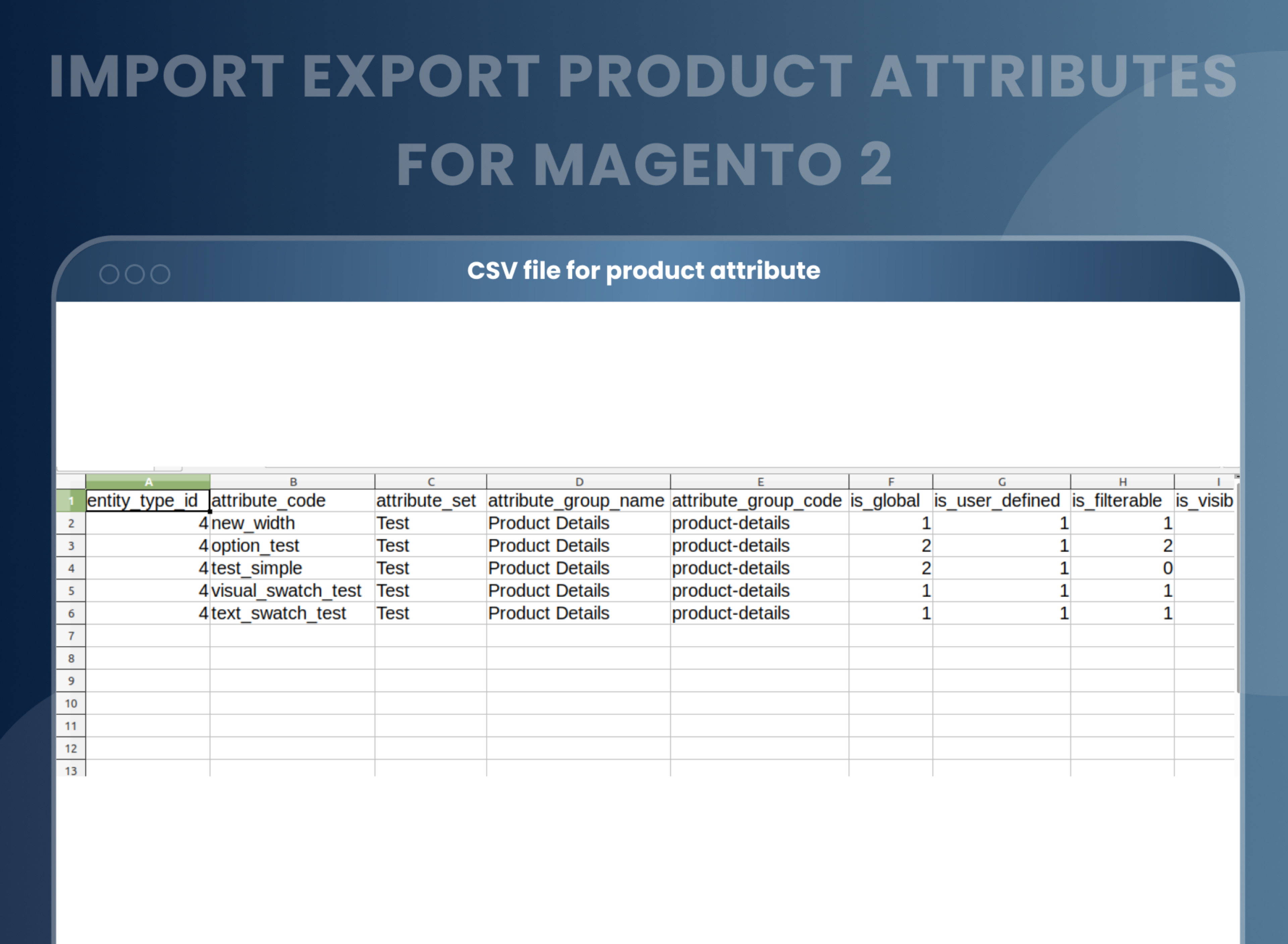  CSV file for product attribute