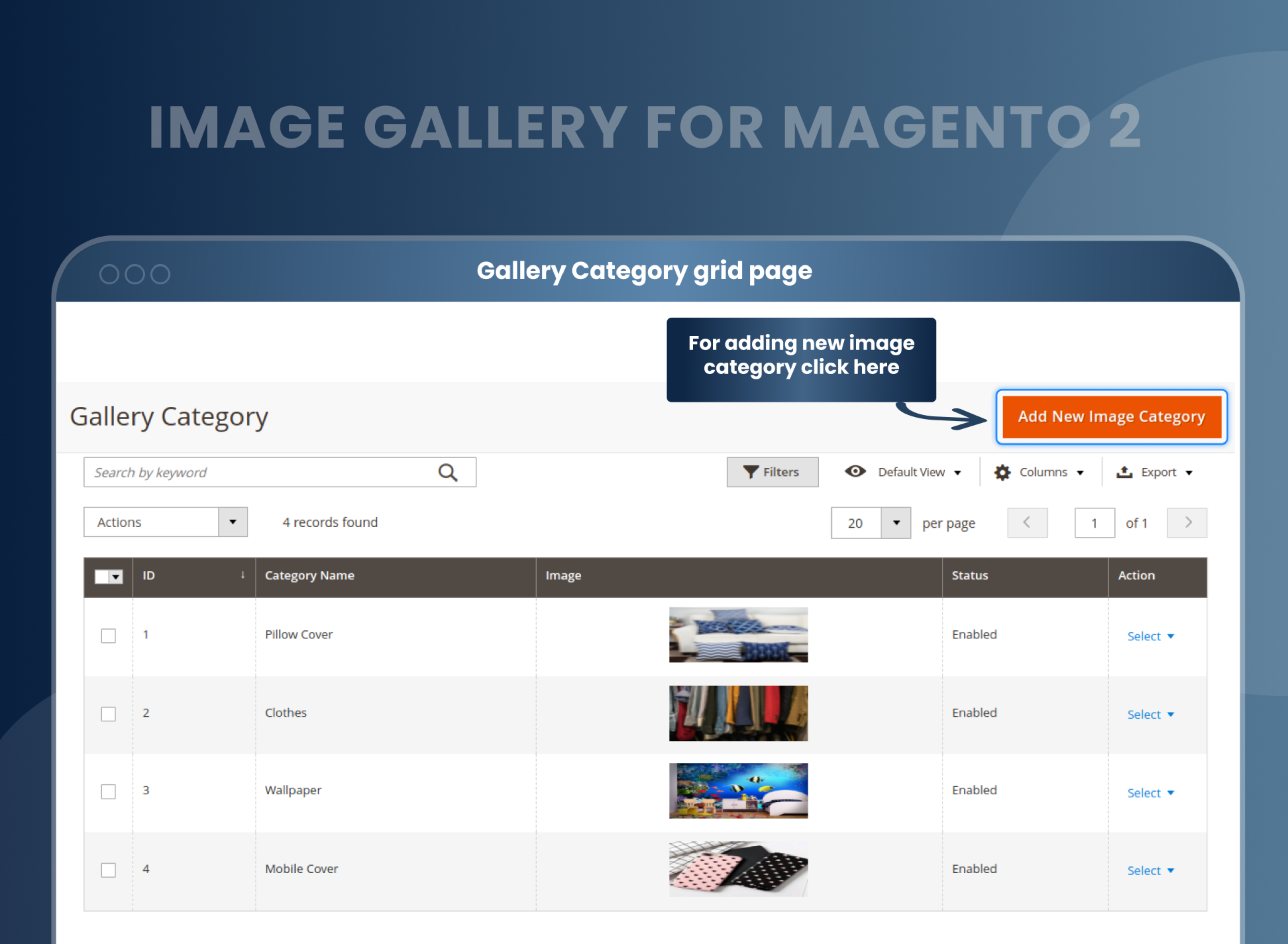Gallery Category grid page
