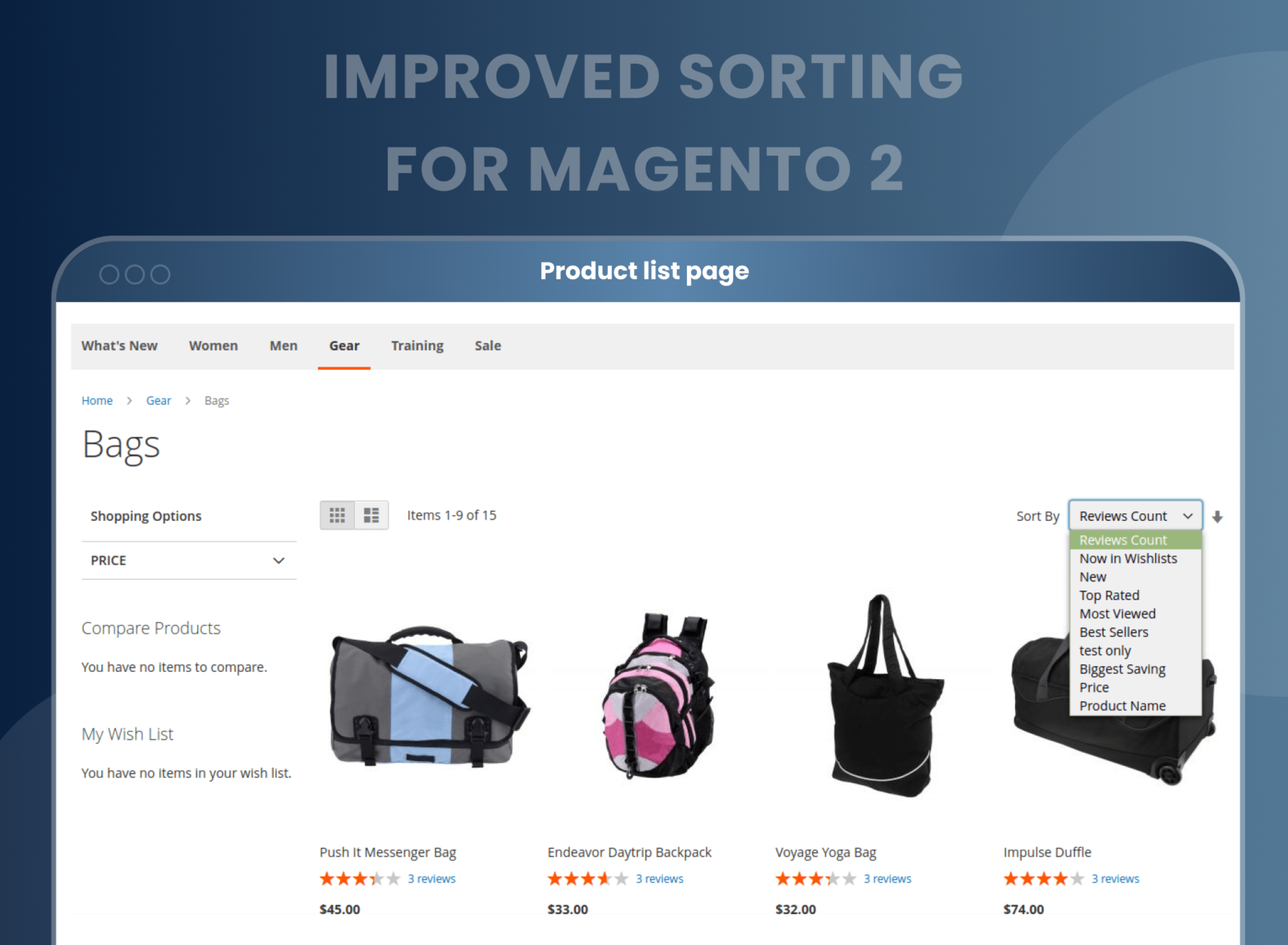 Product list page