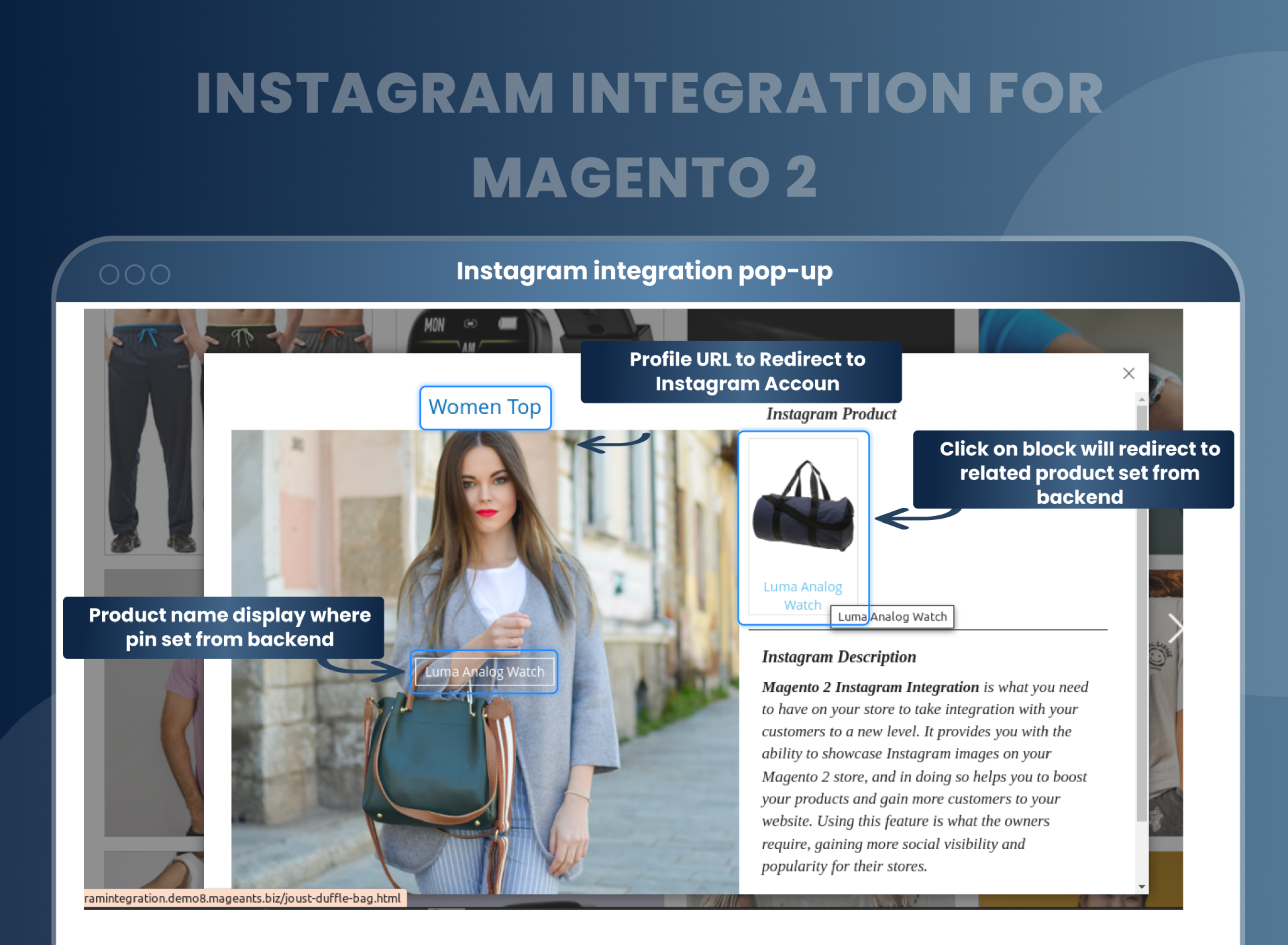 Instagram integration pop-up