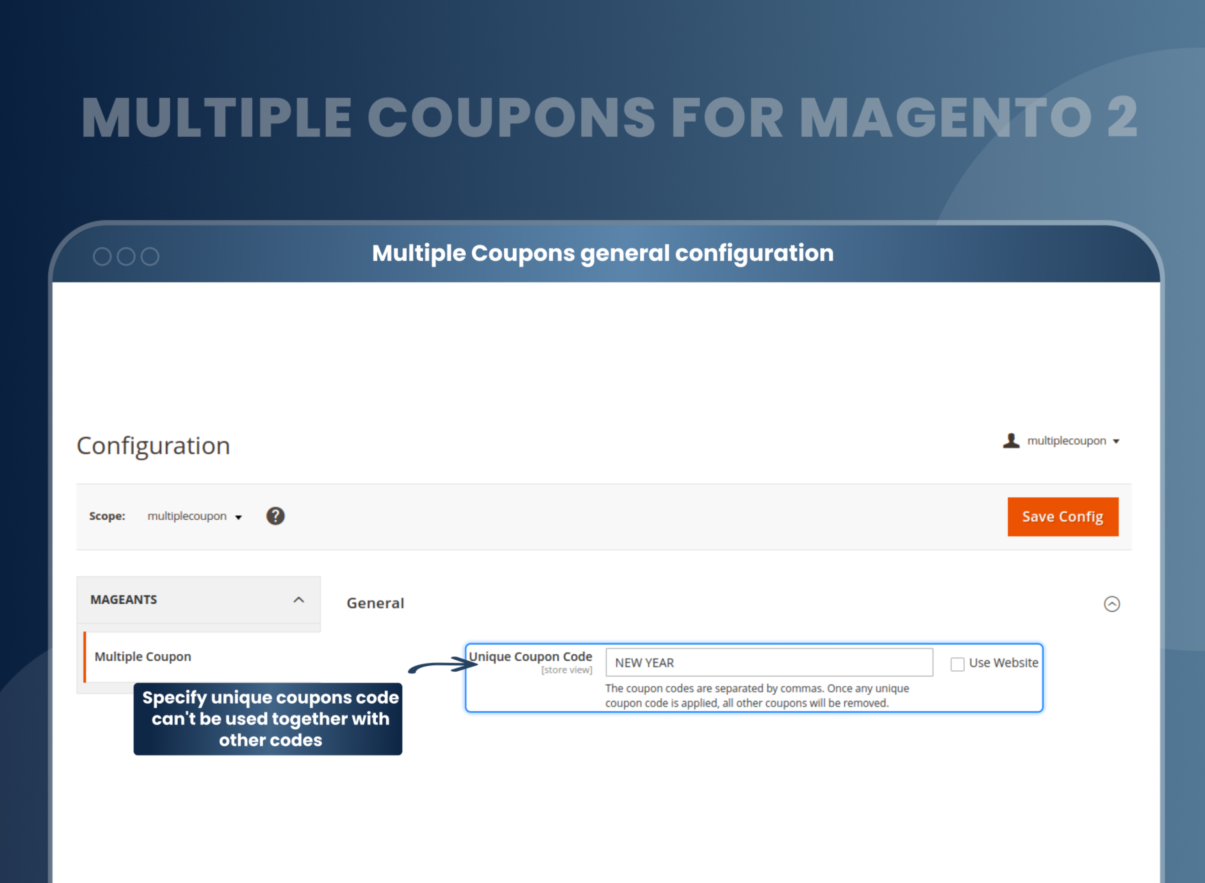Multiple Coupons general configuration