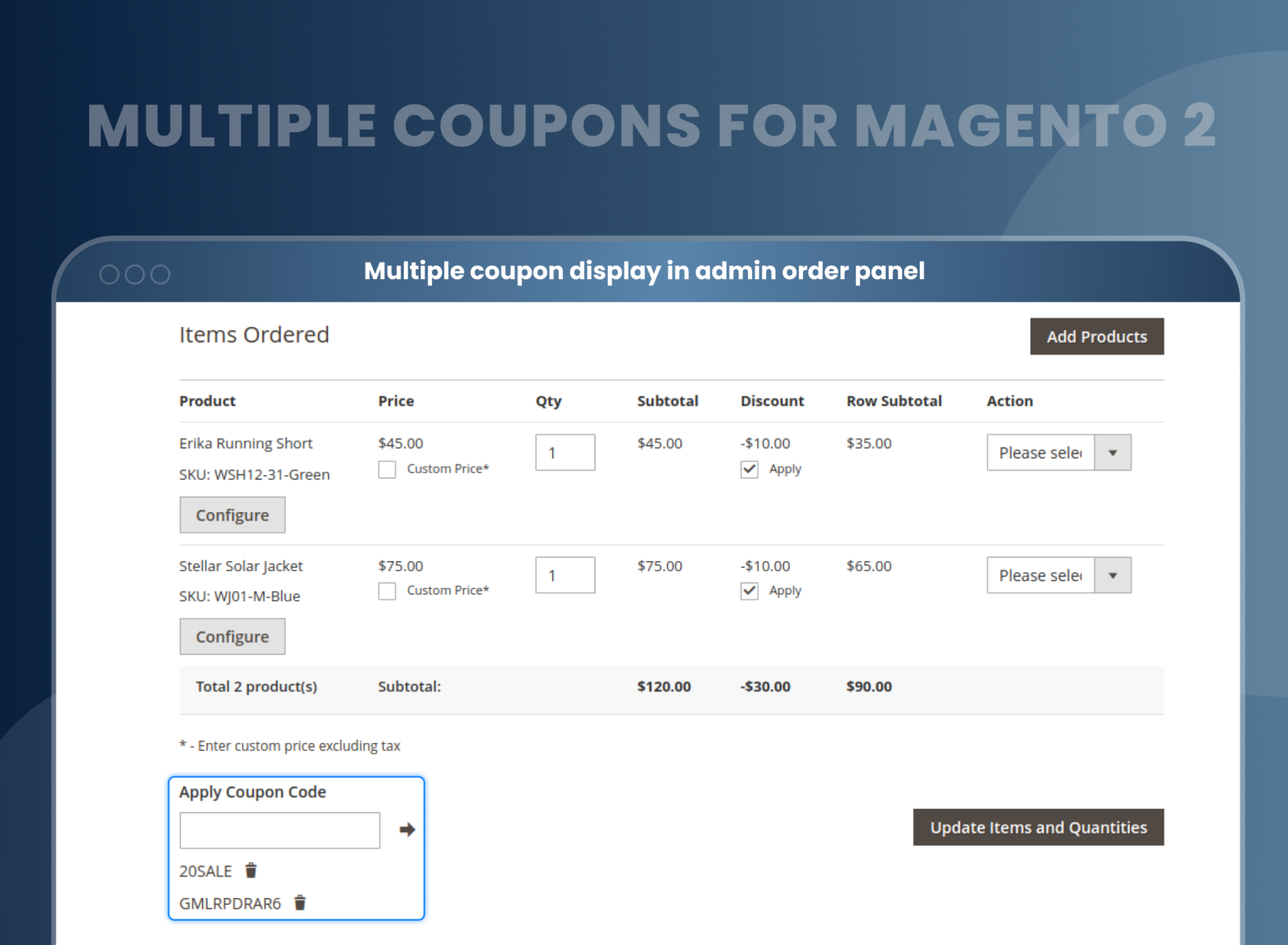 Multiple coupon display in admin order panel