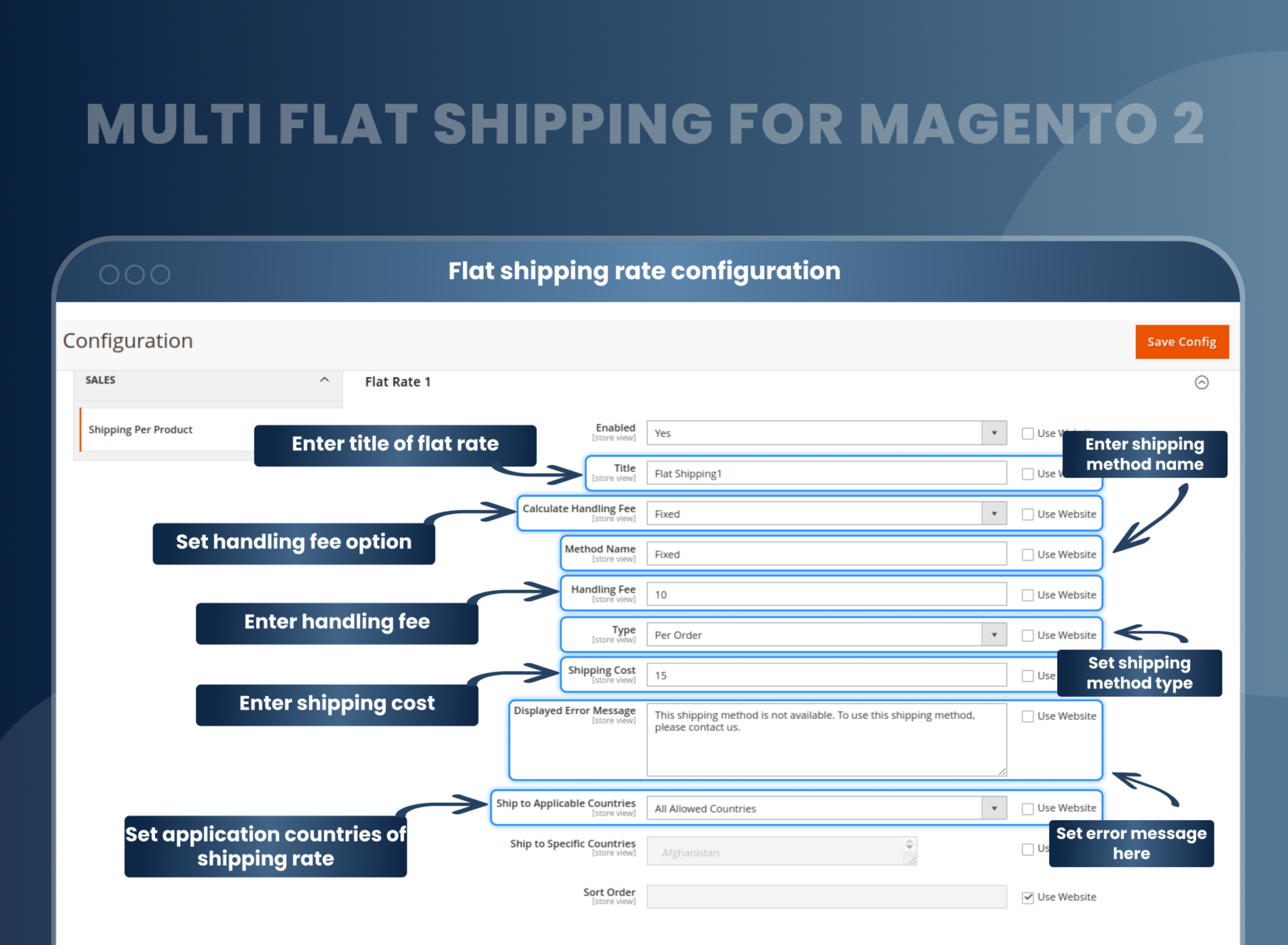 Flat shipping rate configuration