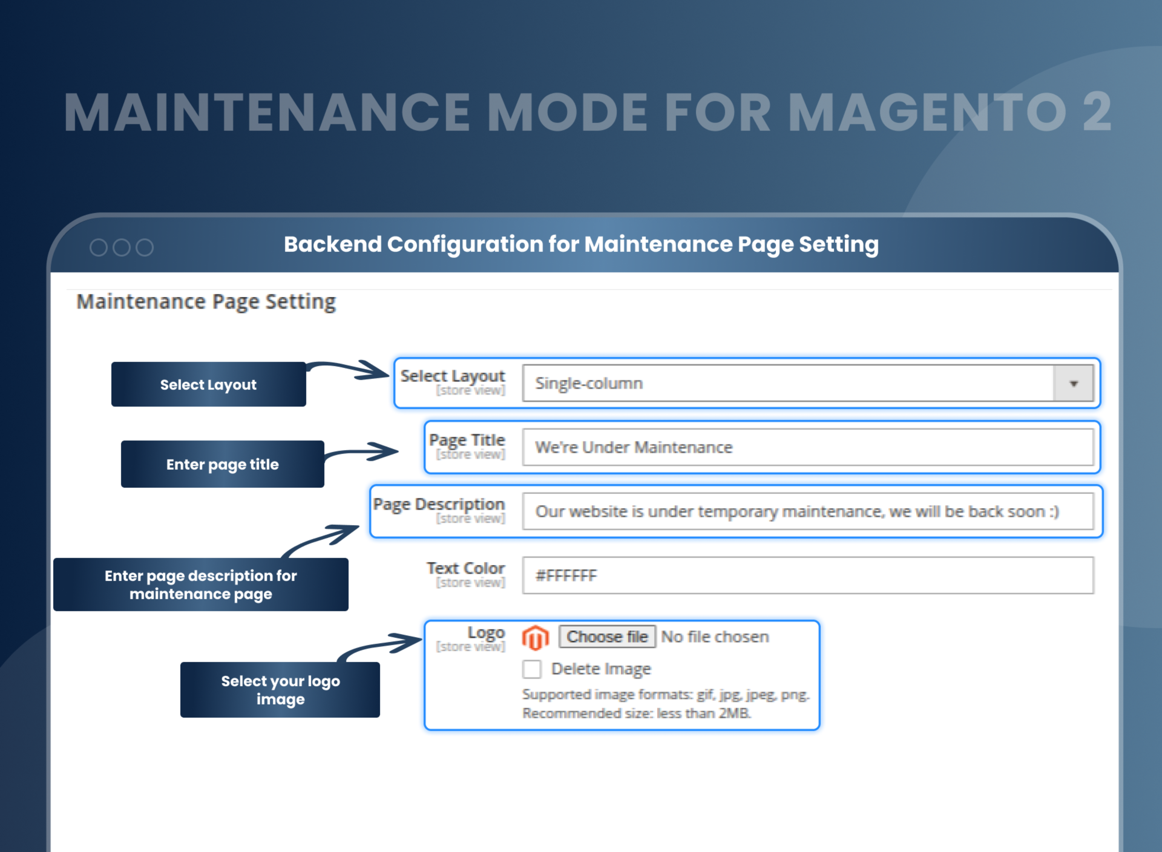 Backend Configuration for Maintenance Page Setting
