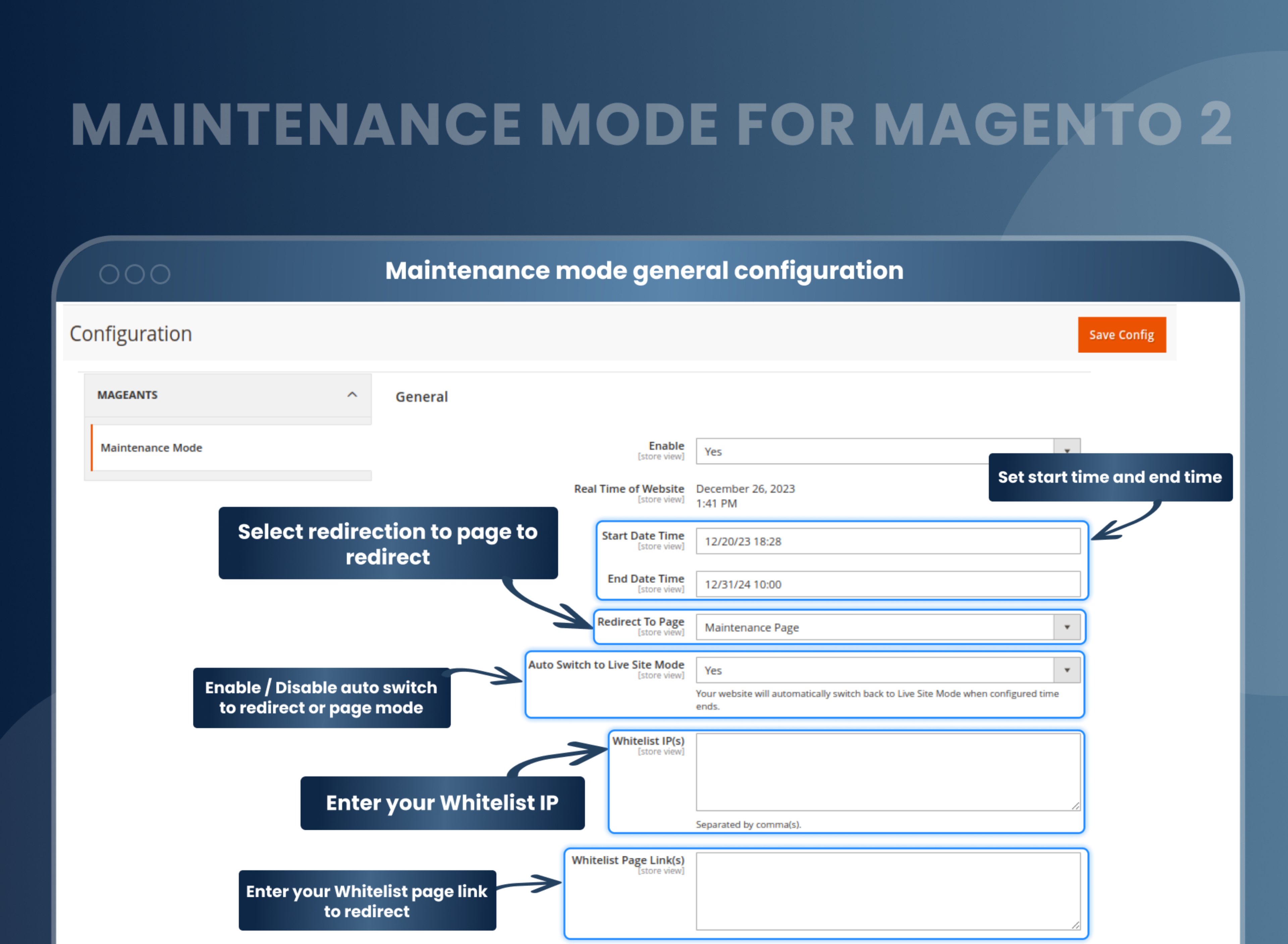Maintenance mode general configuration