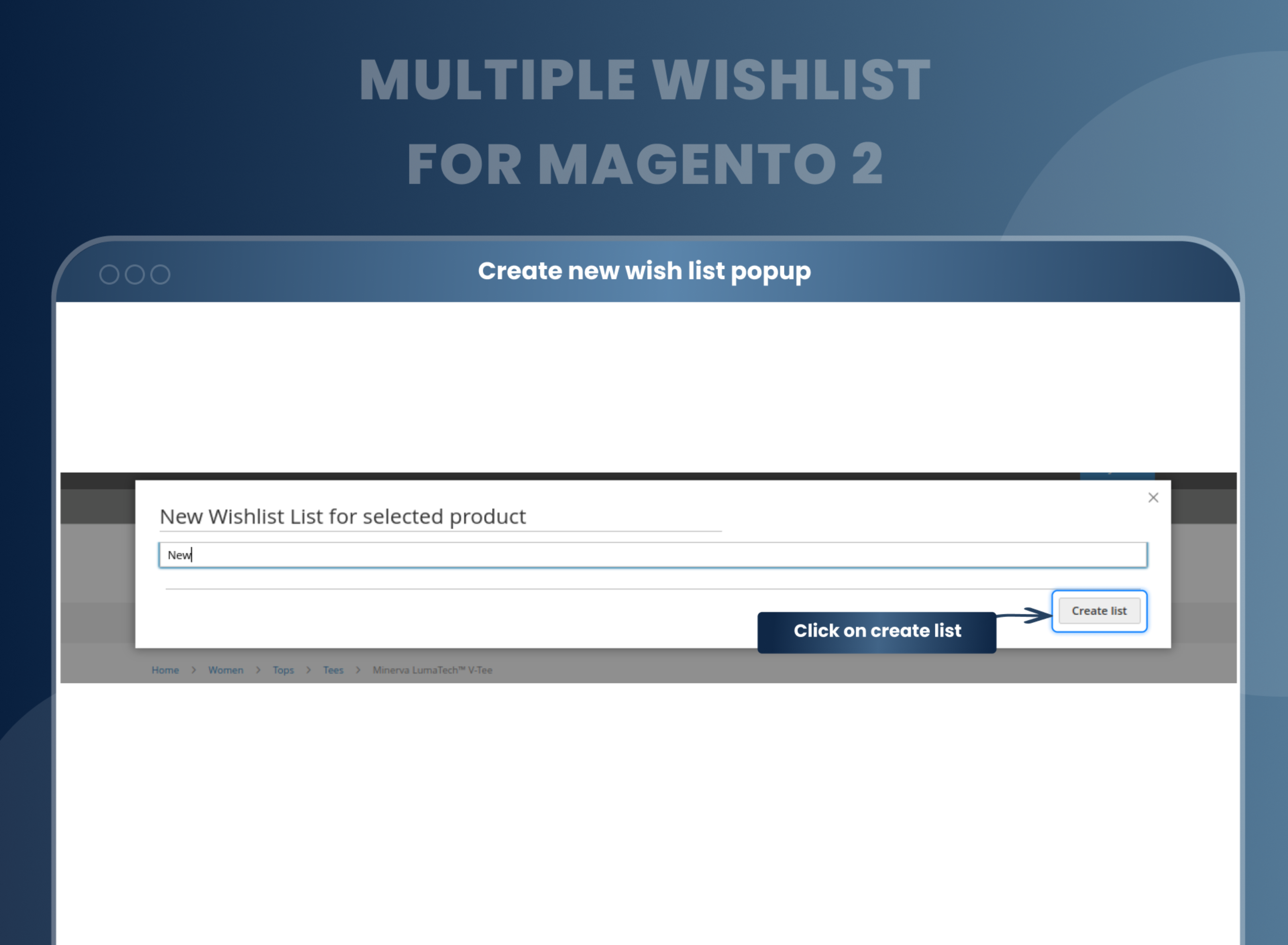 Create new wish list popup