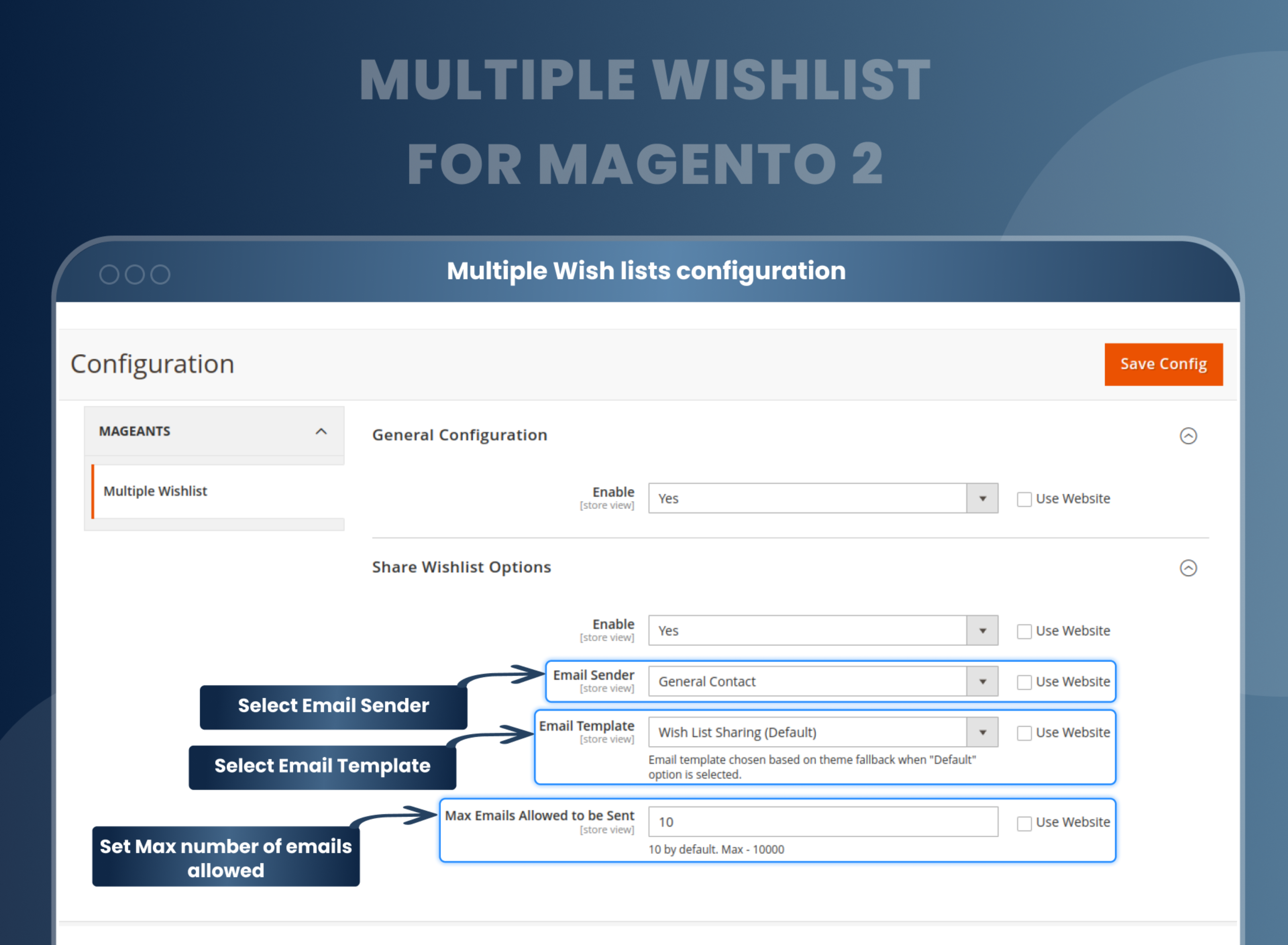 Multiple Wish lists configuration